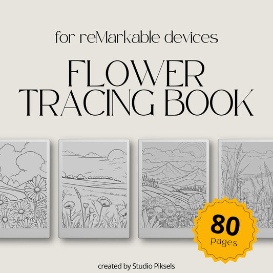 Flower Tracing Pages for reMarkable Paper Pro, reMarkable 1 & 2, and Procreate  with Nature Inspired Designs for Mindful Tracing