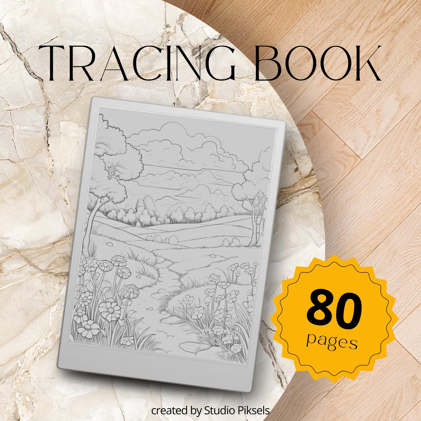 Flower Tracing Pages for reMarkable Paper Pro, reMarkable 1 & 2, and Procreate  with Nature Inspired Designs for Mindful Tracing