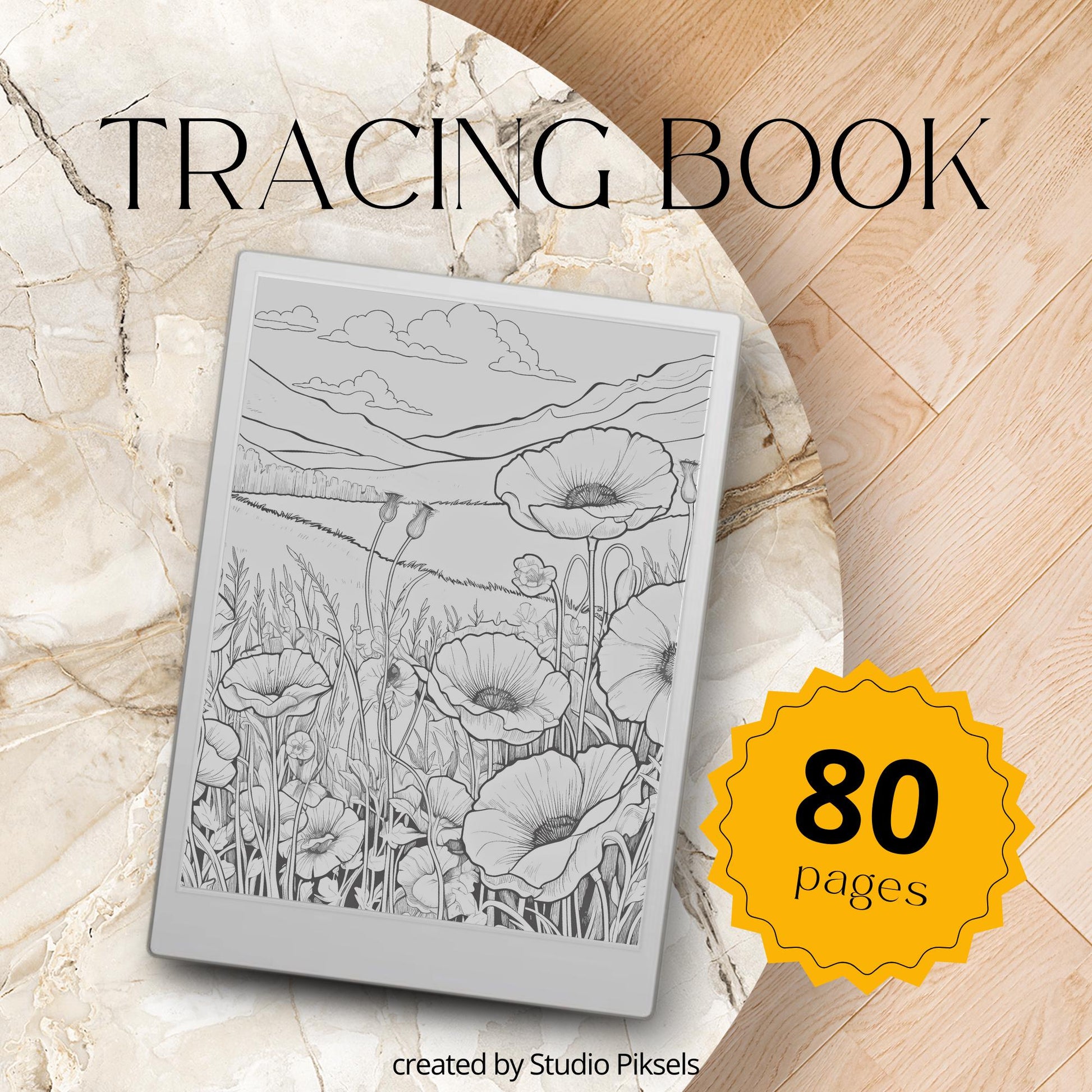 Flower Tracing Pages for reMarkable Paper Pro, reMarkable 1 & 2, and Procreate  with Nature Inspired Designs for Mindful Tracing