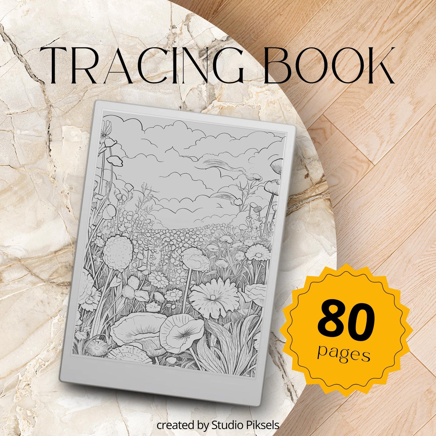 Flower Tracing Pages for reMarkable Paper Pro, reMarkable 1 & 2, and Procreate  with Nature Inspired Designs for Mindful Tracing