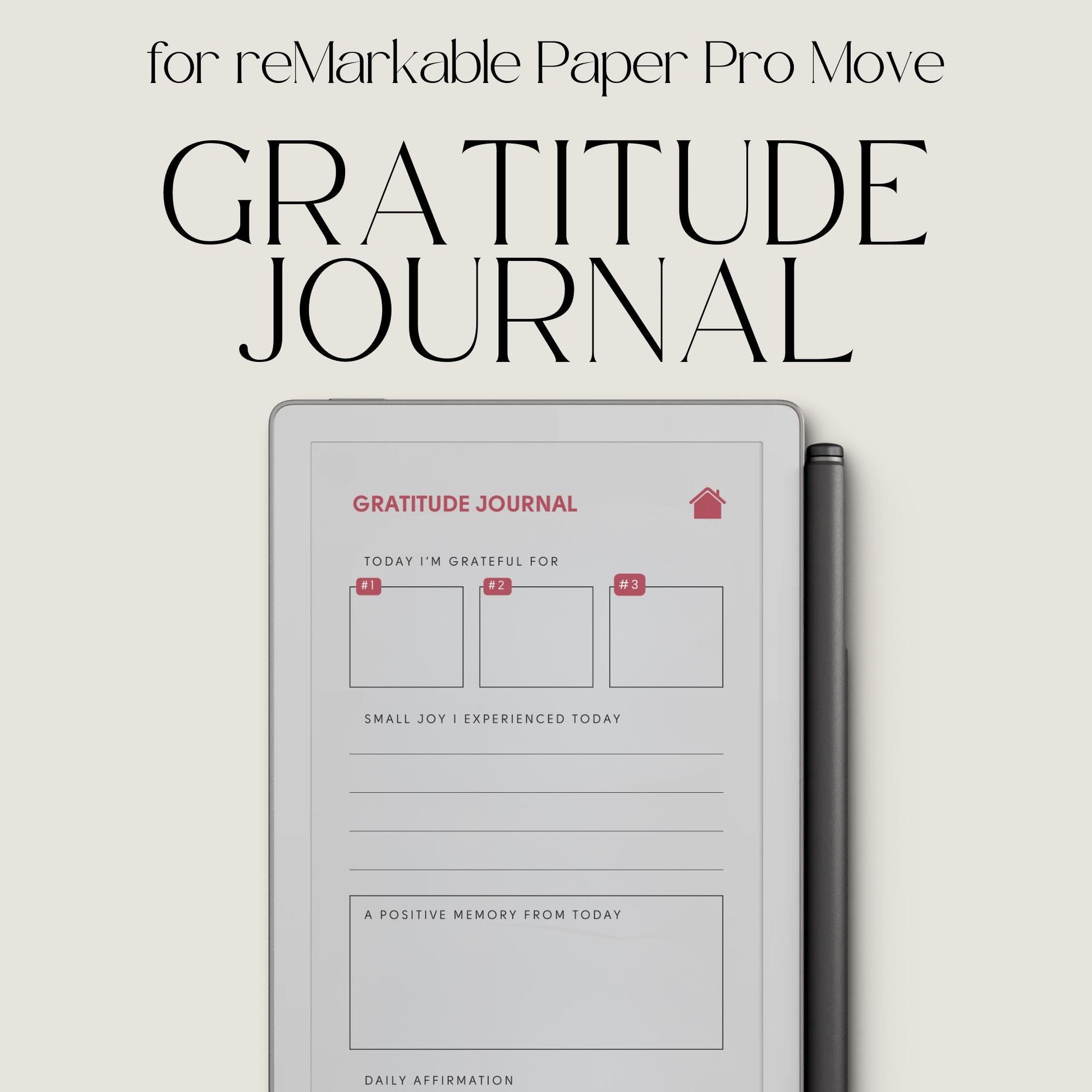 Hyperlinked gratitude journal for reMarkable Paper Pro Move.