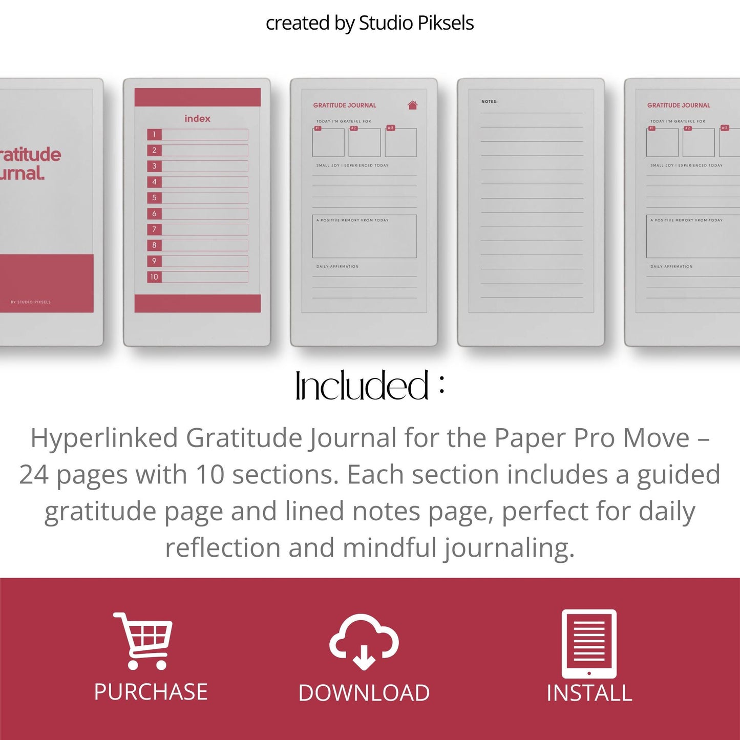 Hyperlinked gratitude journal for reMarkable Paper Pro Move.