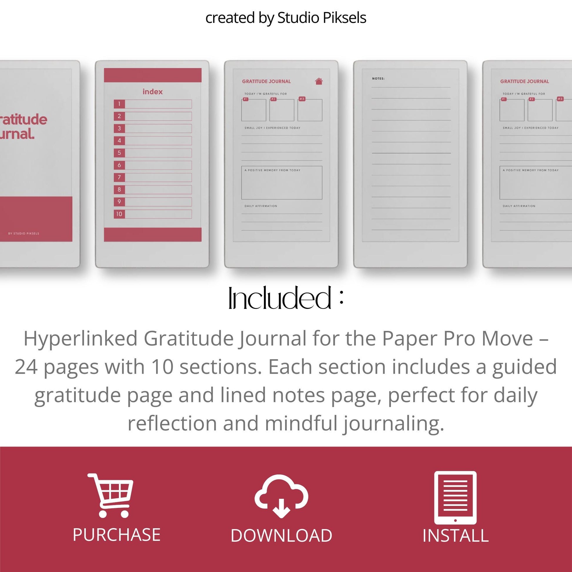 Hyperlinked gratitude journal for reMarkable Paper Pro Move.