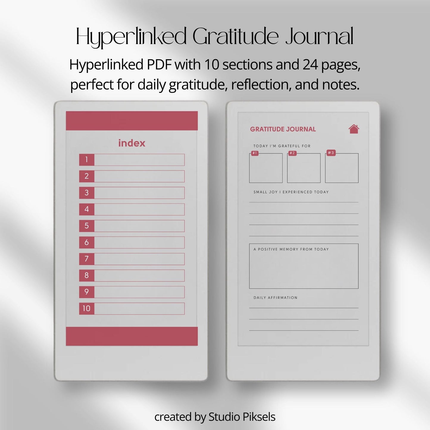 Hyperlinked gratitude journal for reMarkable Paper Pro Move.