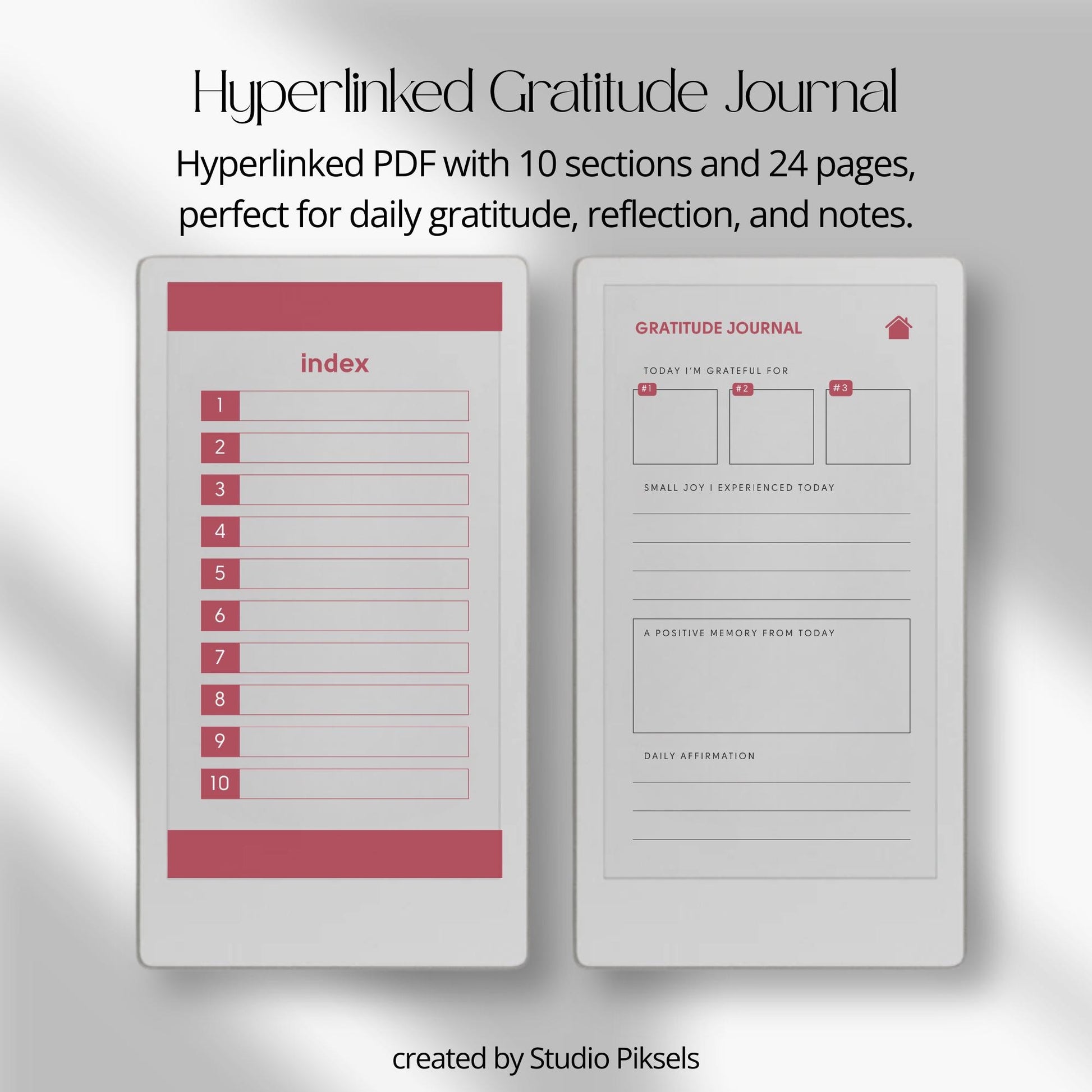 Hyperlinked gratitude journal for reMarkable Paper Pro Move.
