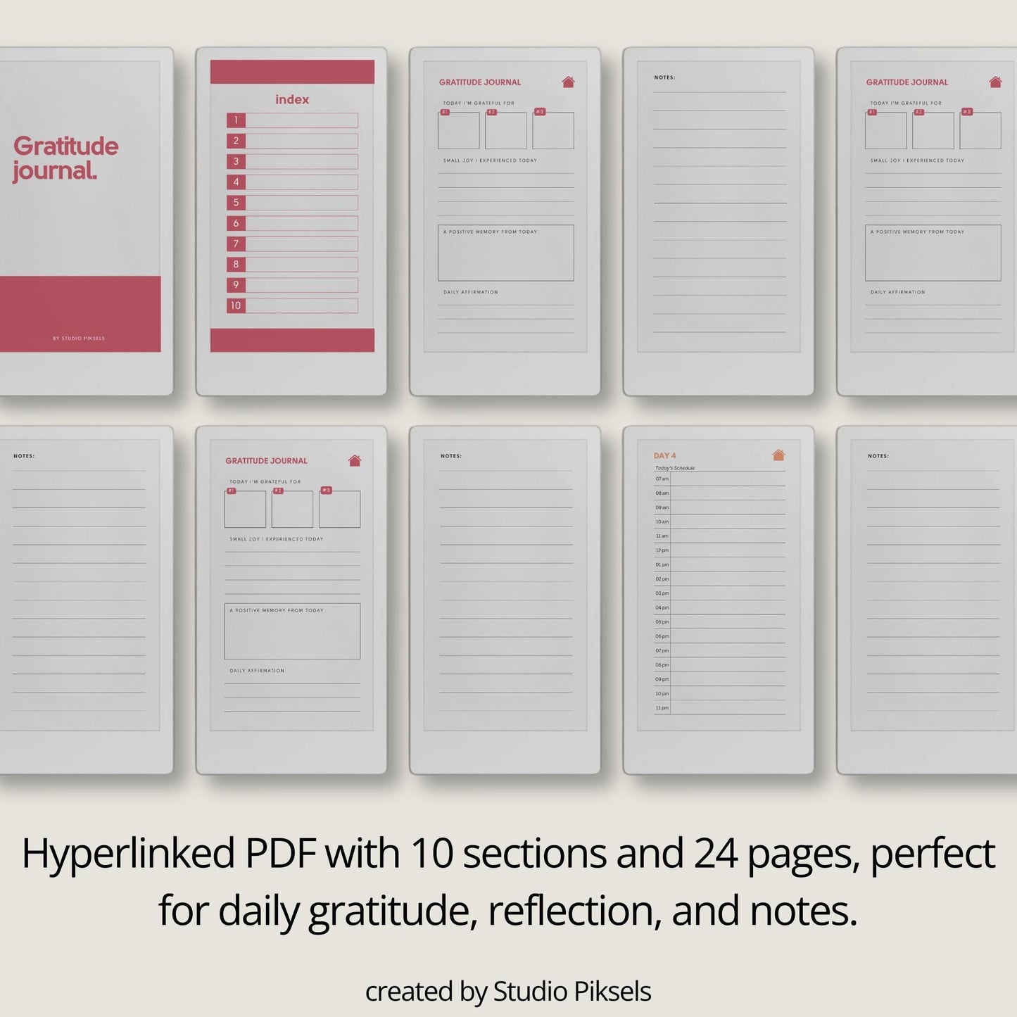 Hyperlinked gratitude journal for reMarkable Paper Pro Move.