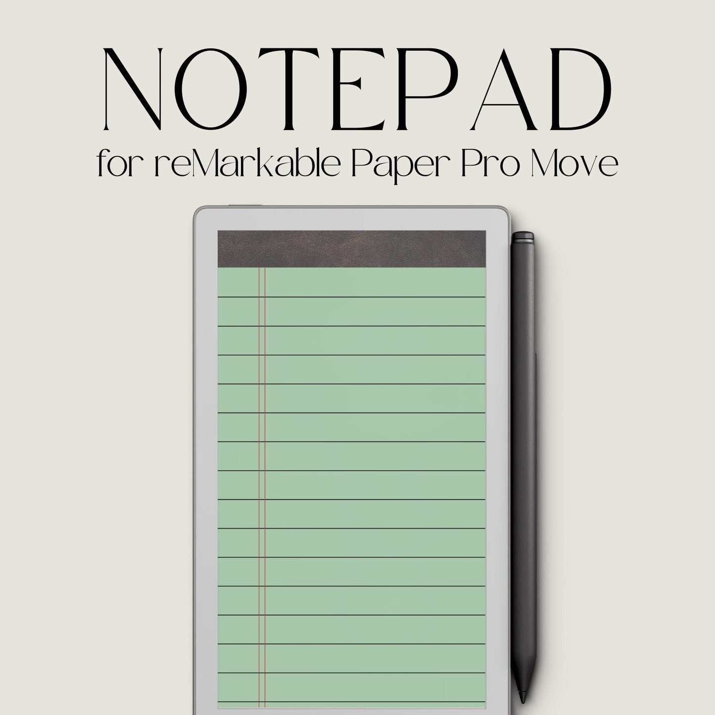 Green legal pad notebook for reMarkable Paper Pro with lined pages.