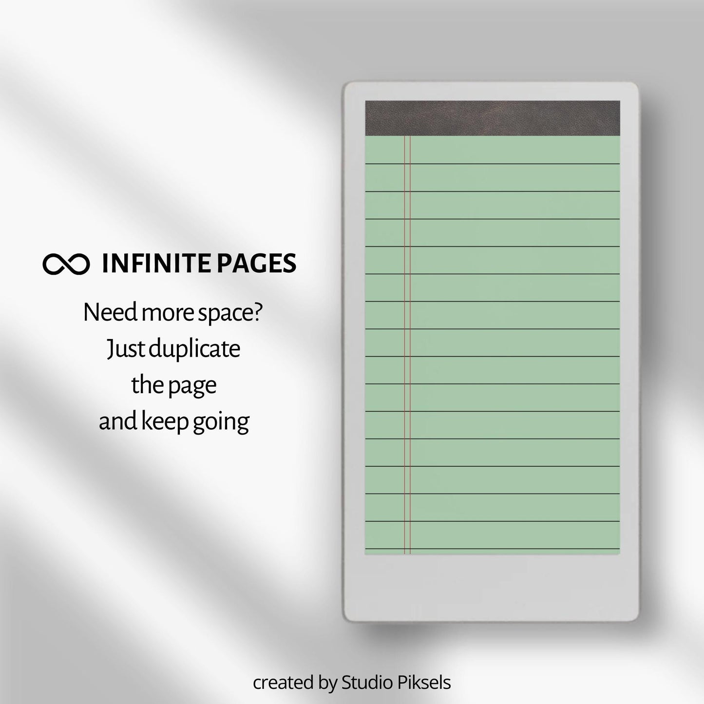 Green legal pad notebook for reMarkable Paper Pro with lined pages.