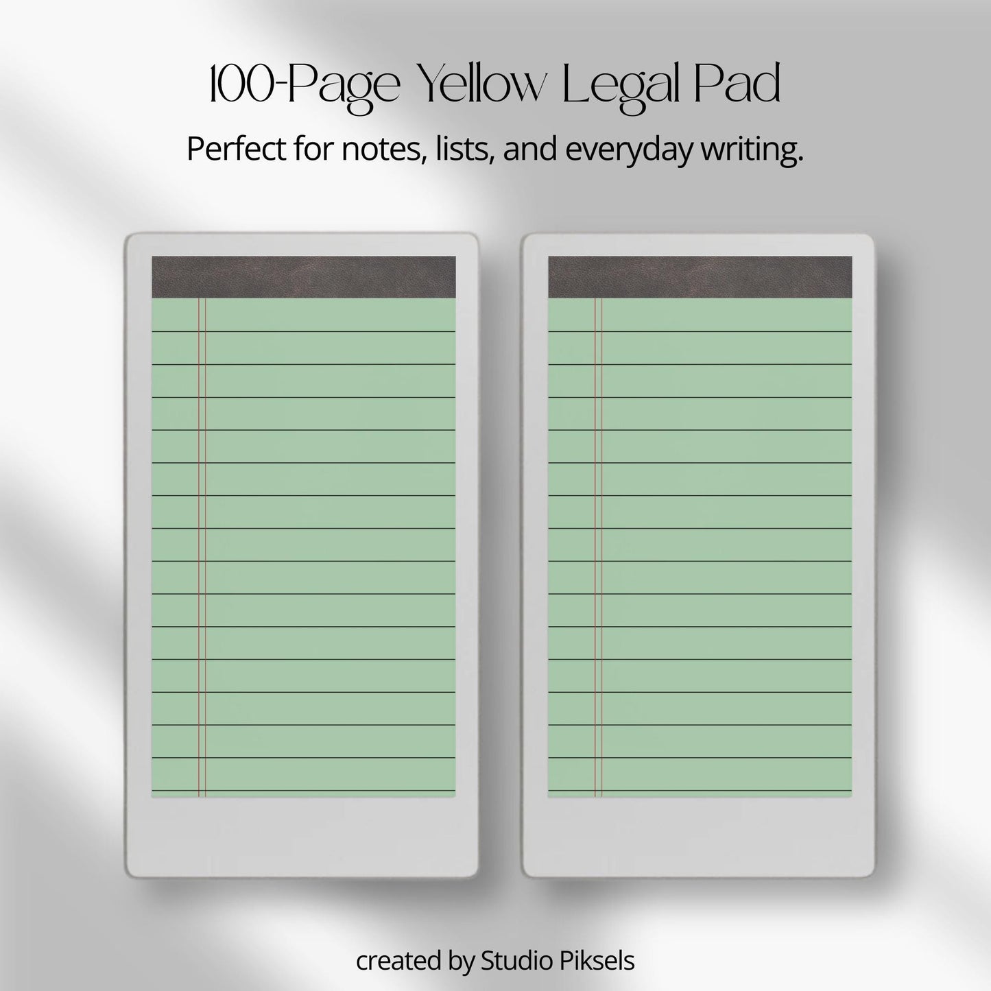 Green legal pad notebook for reMarkable Paper Pro with lined pages.