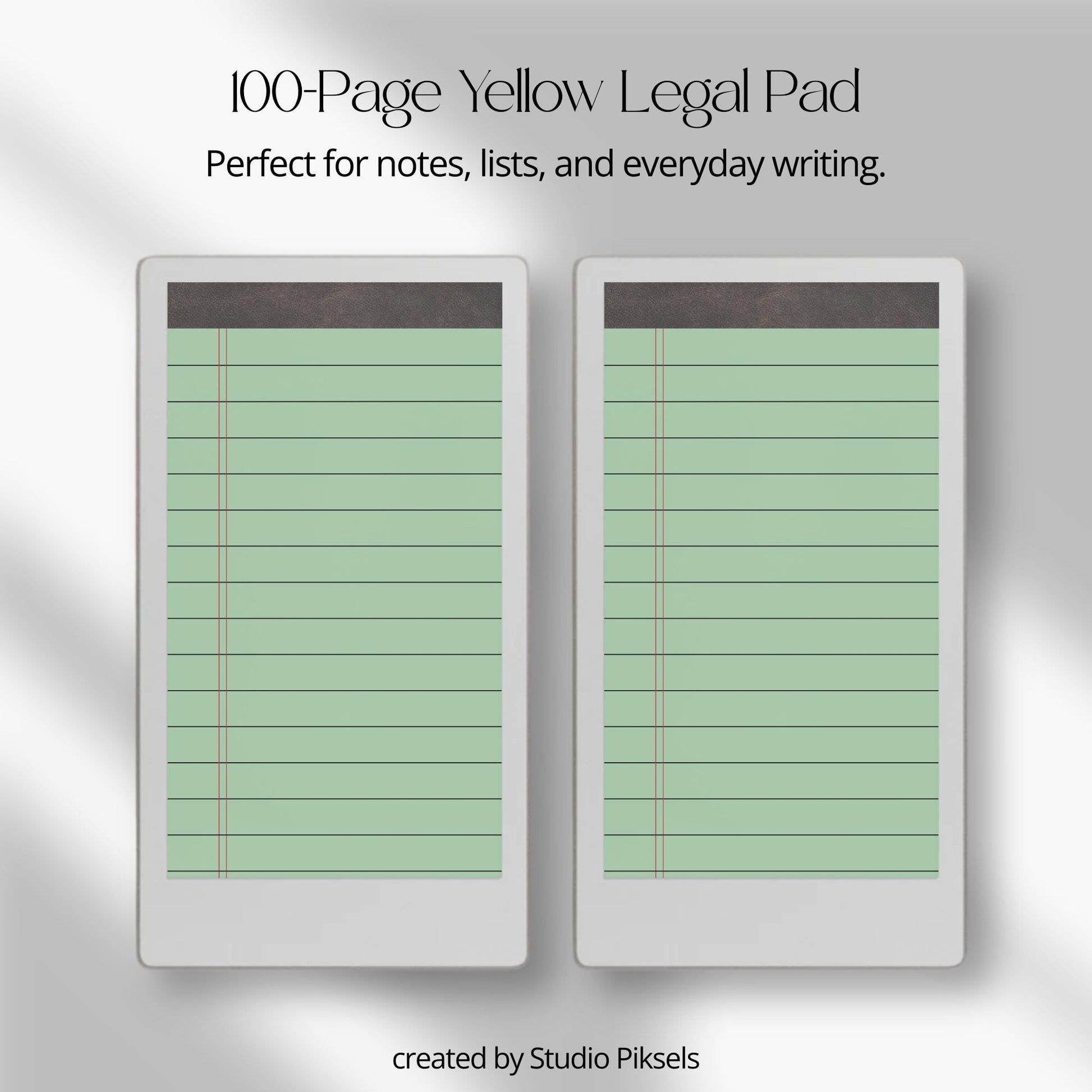 Green legal pad notebook for reMarkable Paper Pro with lined pages.
