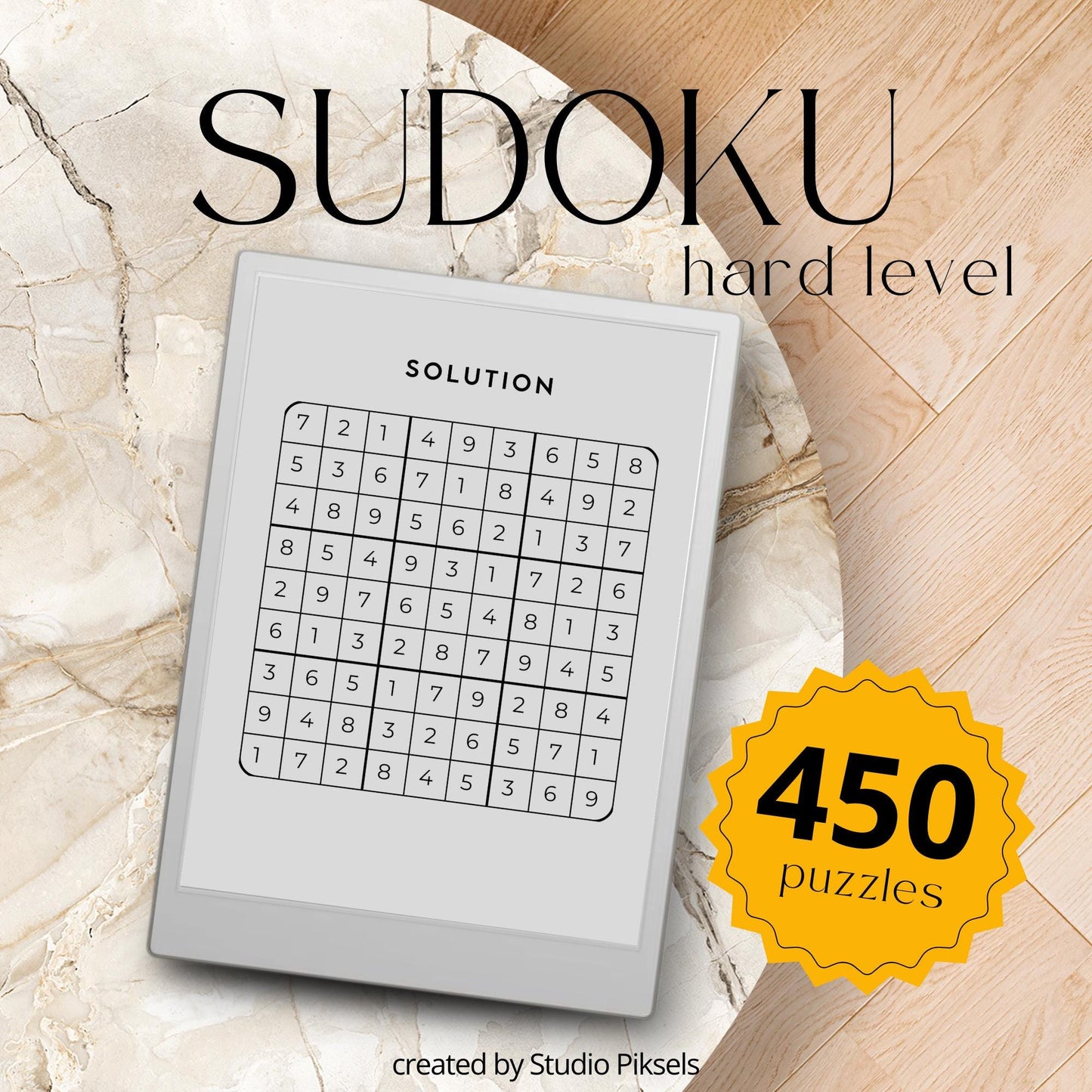 Hard Sudoku Puzzle Bundle for reMarkable, including PDF files that allow users to duplicate puzzle pages for unlimited solving on their device.