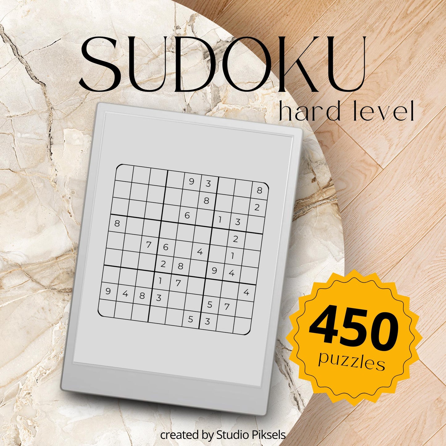 Hard Sudoku Puzzle Bundle for reMarkable with solution pages that help users review answers and learn from their solved puzzles at their own pace.