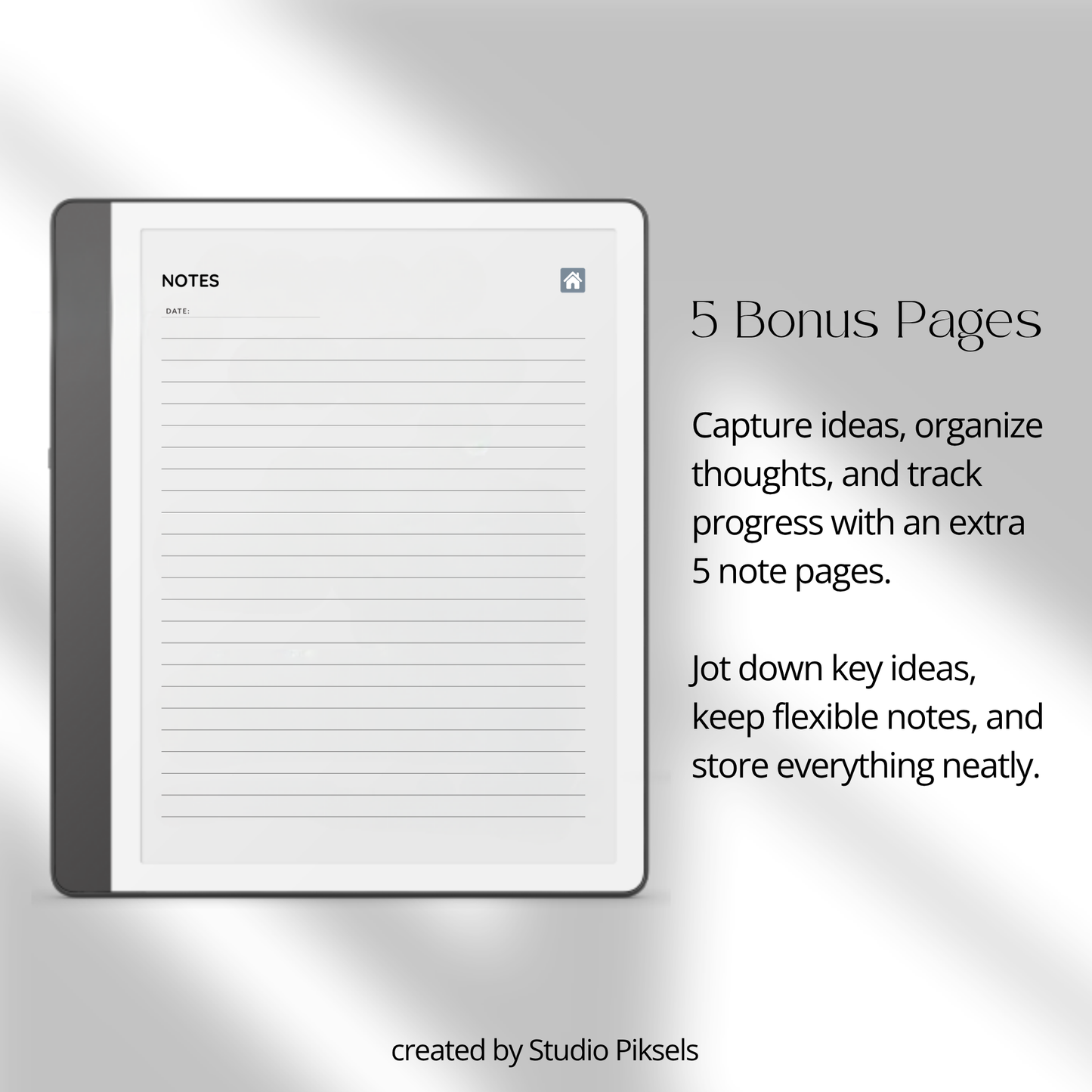 Health Tracker for Kindle Scribe featuring a slate gray monochrome design with hyperlinked sleep, hydration, blood pressure, blood sugar, mood, symptom, medication, and period tracking pages.