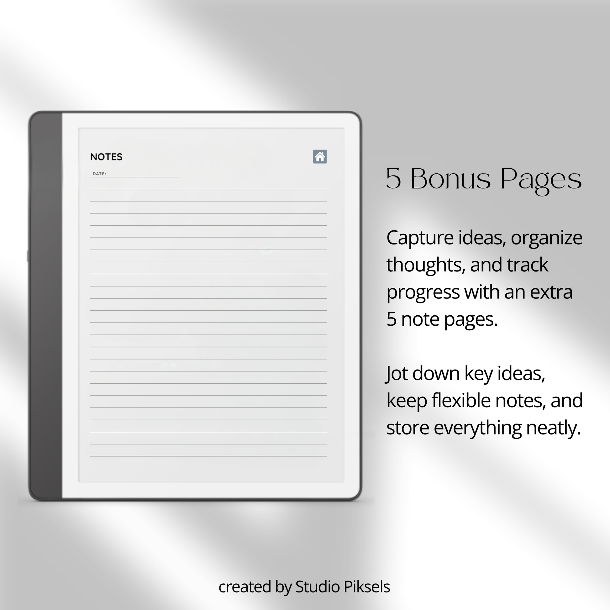 Health Tracker for Kindle Scribe featuring a slate gray monochrome design with hyperlinked sleep, hydration, blood pressure, blood sugar, mood, symptom, medication, and period tracking pages.