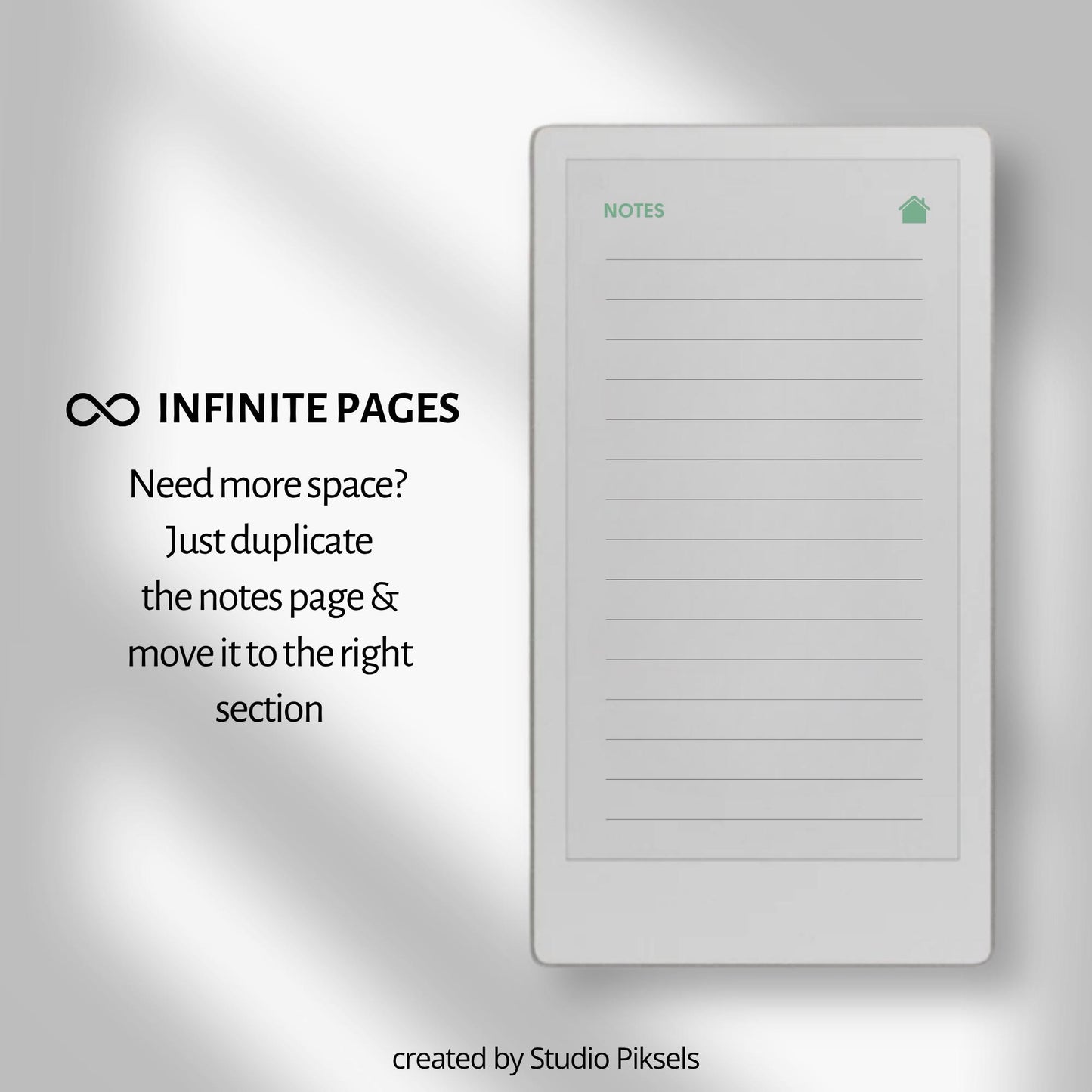 Health tracker for reMarkable Paper Pro Move with hyperlinked sections.