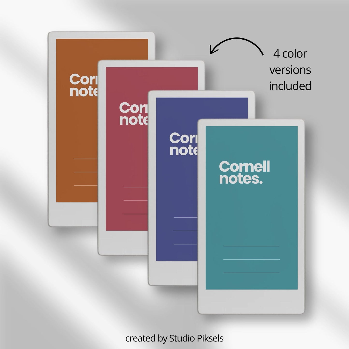 Cornell notebooks for reMarkable Paper Pro Move with hyperlinked sections and study pages.
