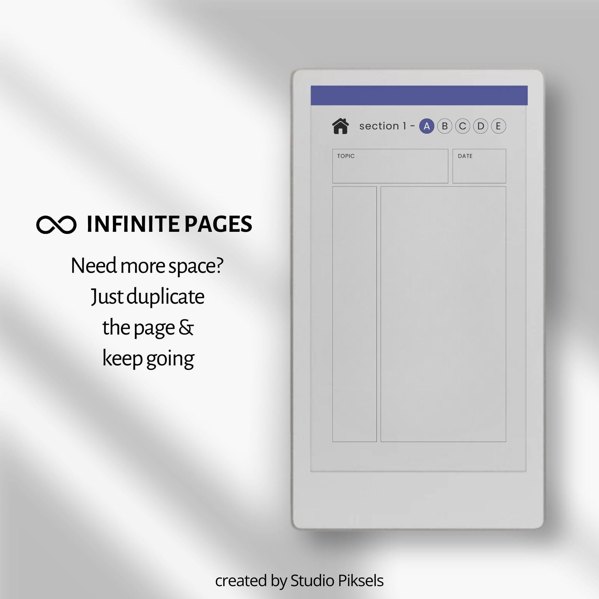Cornell notebooks for reMarkable Paper Pro Move with hyperlinked sections and study pages.
