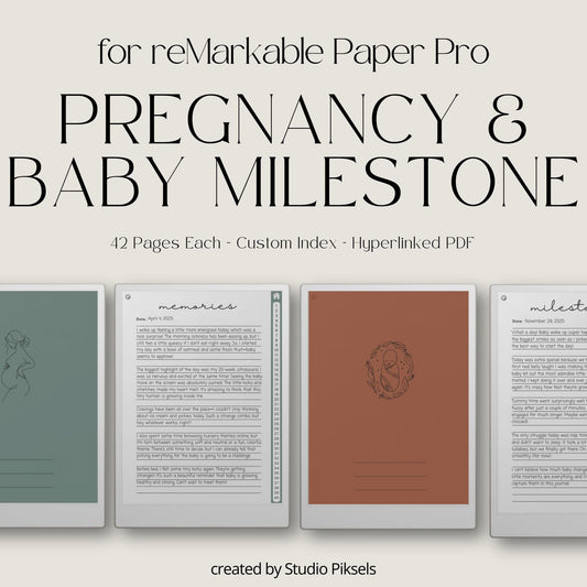 Digital Pregnancy Journal & Baby Milestone Journal for reMarkable Paper Pro
