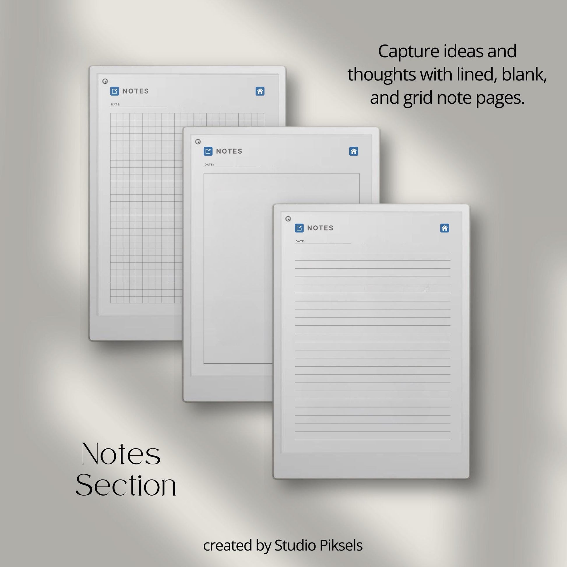 Capture and organize ideas using a hyperlinked idea planner on reMarkable Paper Pro.