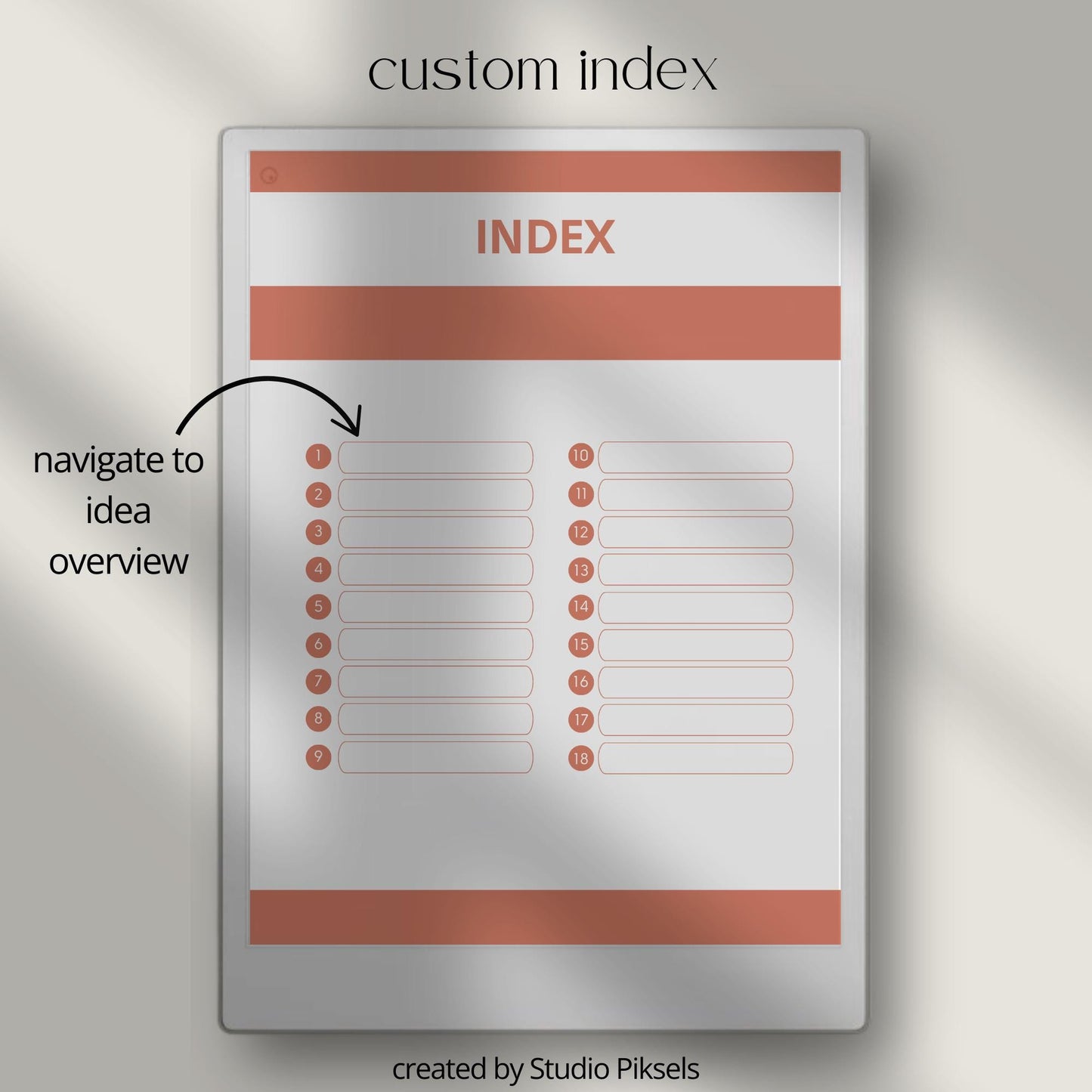 Idea Planners for reMarkable Paper Pro with hyperlinked action plan, launch checklist, brain dump, and structured idea development templates.