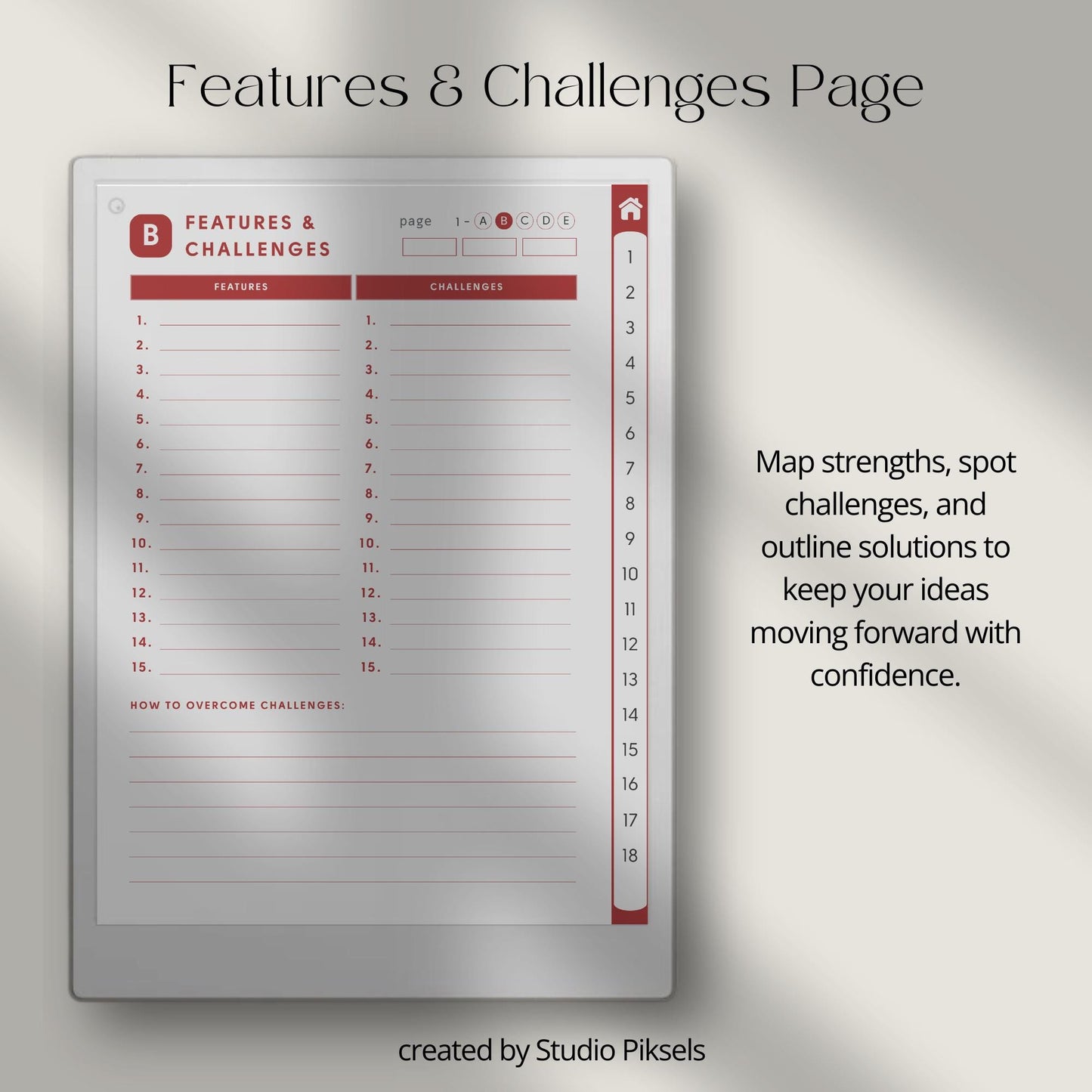 Idea Planners for reMarkable Paper Pro with hyperlinked action plan, launch checklist, brain dump, and structured idea development templates.