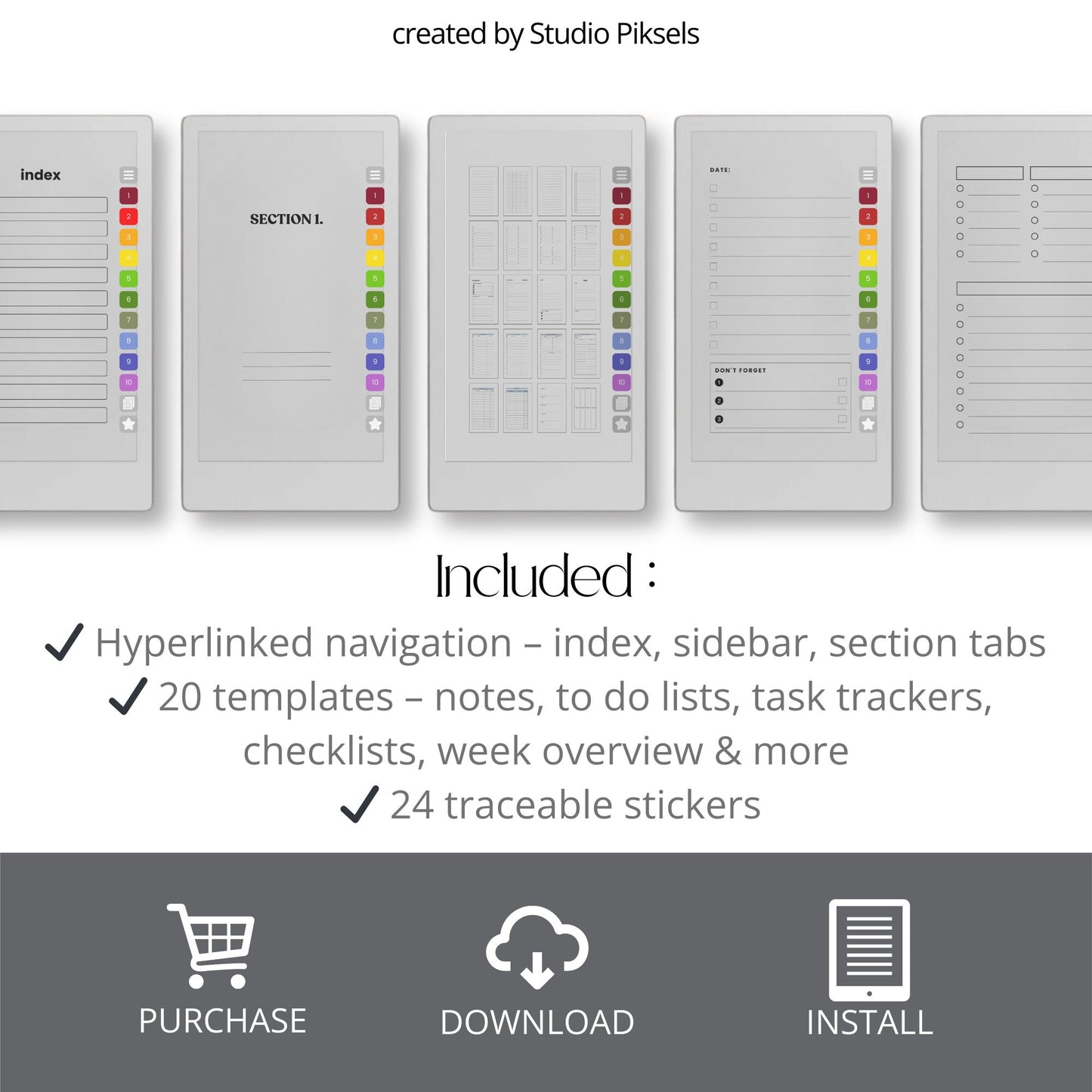 Infinite checklist notebook for reMarkable Paper Pro Move with hyperlinked checklist templates.