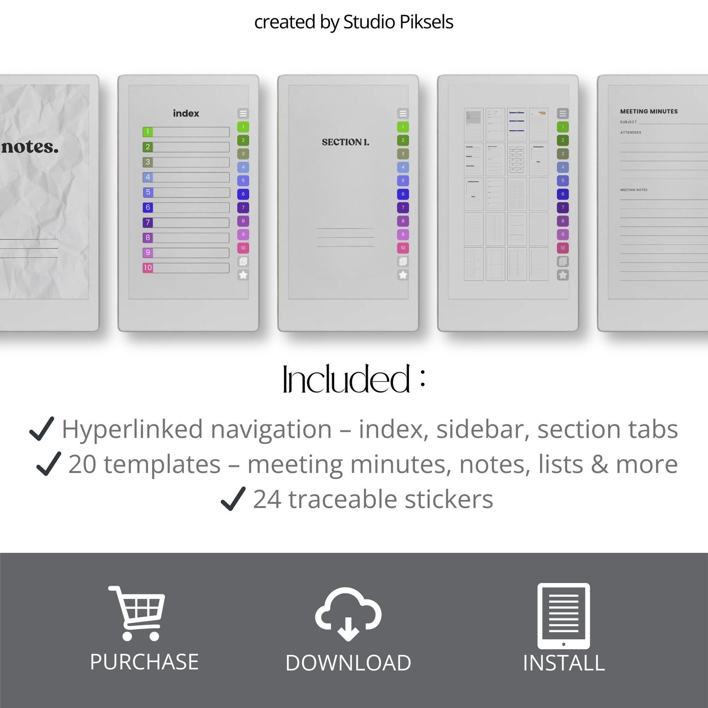 Create and organize meeting notes using a hyperlinked infinite notebook on reMarkable Paper Pro Move.