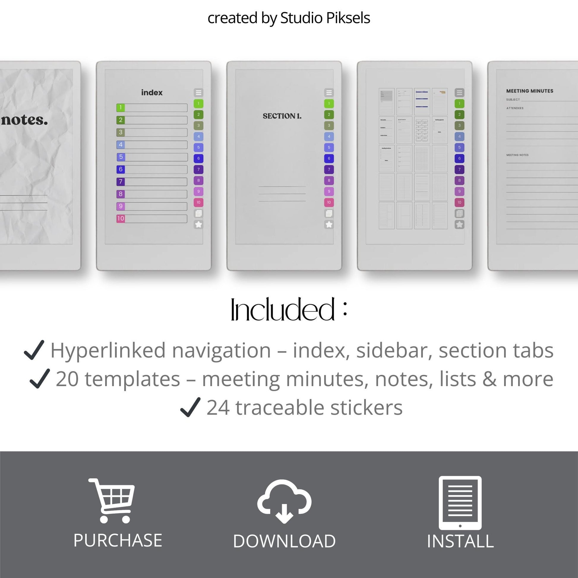 Create and organize meeting notes using a hyperlinked infinite notebook on reMarkable Paper Pro Move.