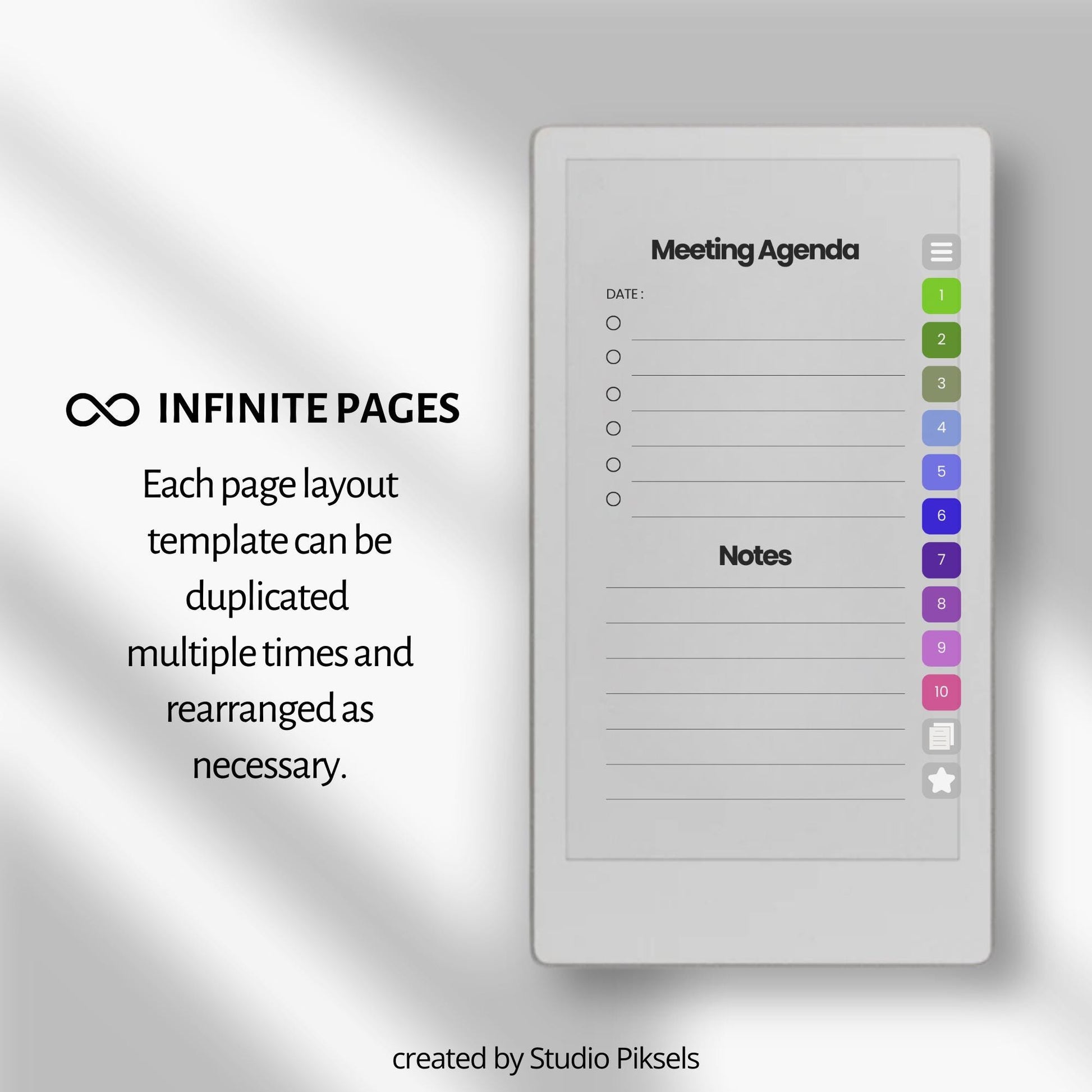 Create and organize meeting notes using a hyperlinked infinite notebook on reMarkable Paper Pro Move.