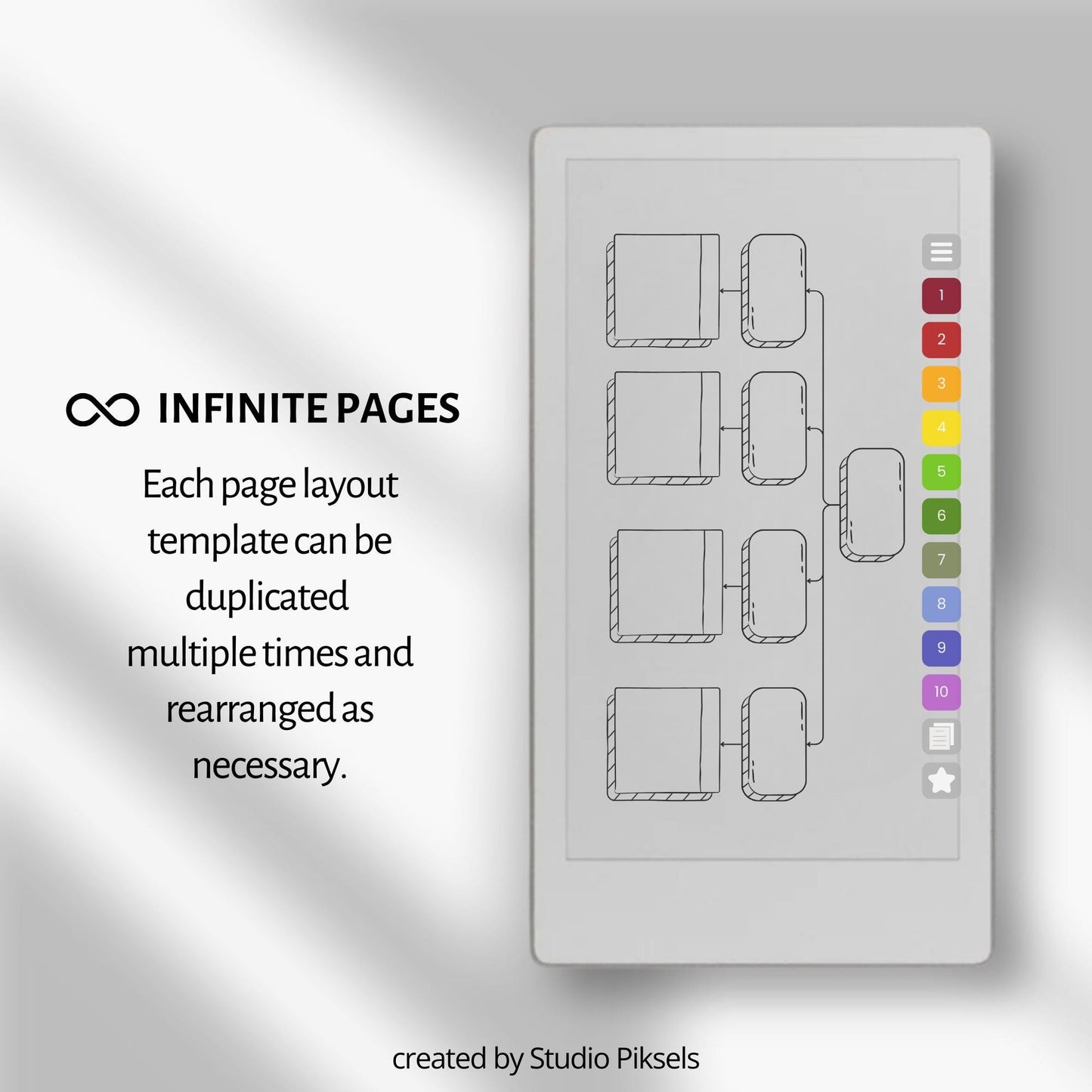 Mind map notebook for reMarkable Paper Pro Move with hyperlinked visual planning templates.