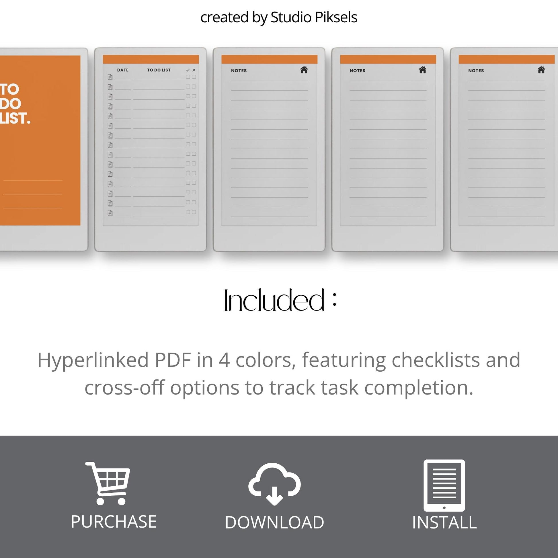 Interactive to-do list notebook for reMarkable Paper Pro Move with linked task notes pages.