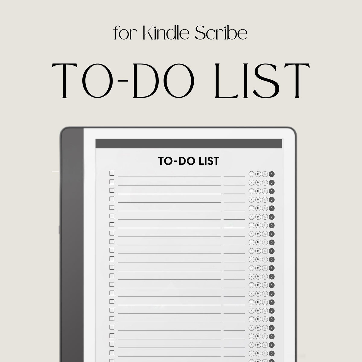 Hyperlinked To Do List Notebook for Kindle Scribe with interactive task pages, linked notes layouts, and grayscale digital planning design.