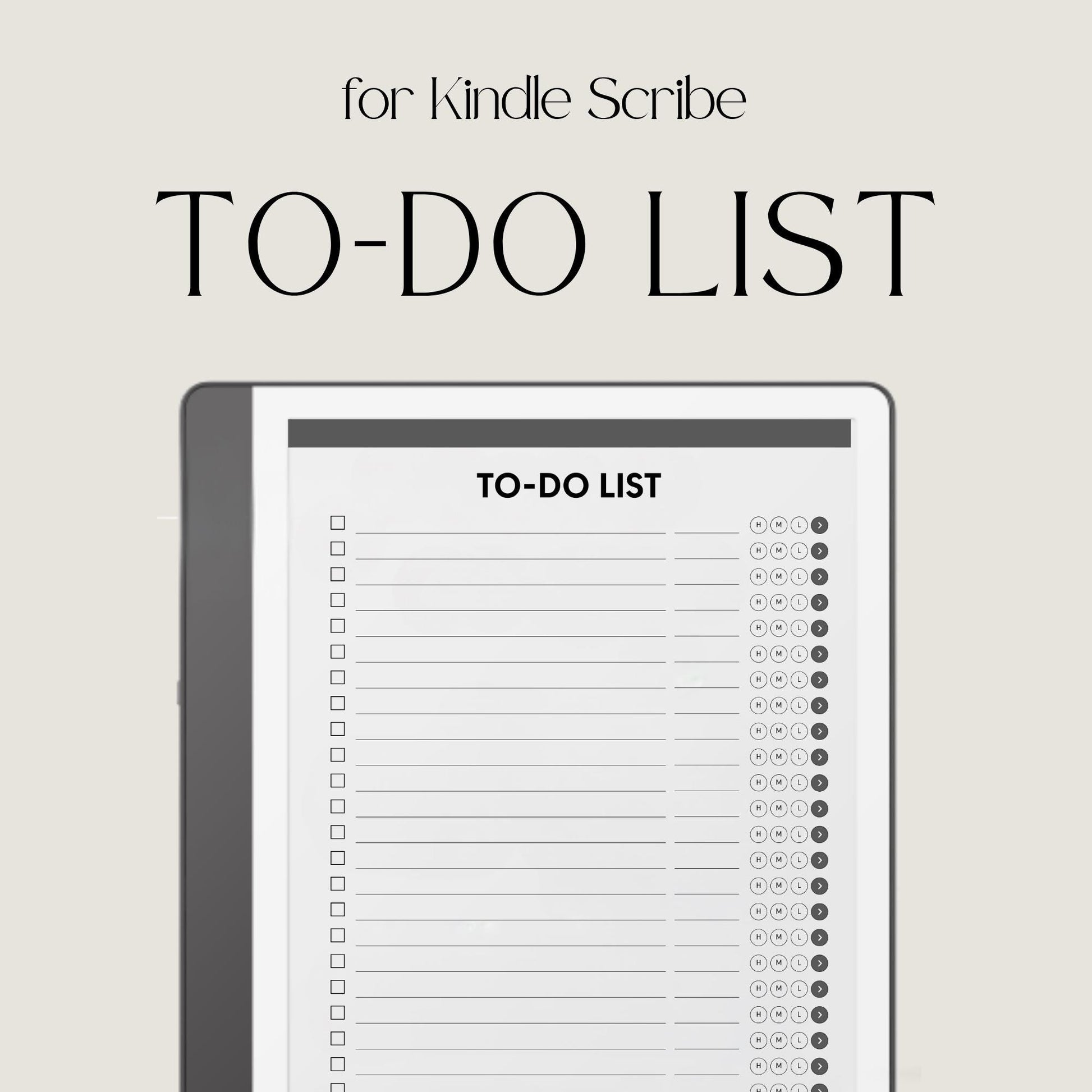 Hyperlinked To Do List Notebook for Kindle Scribe with interactive task pages, linked notes layouts, and grayscale digital planning design.