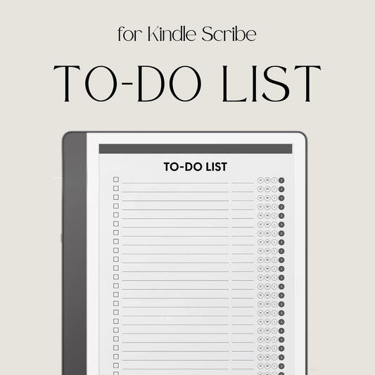 Hyperlinked To Do List Notebook for Kindle Scribe with interactive task pages, linked notes layouts, and grayscale digital planning design.