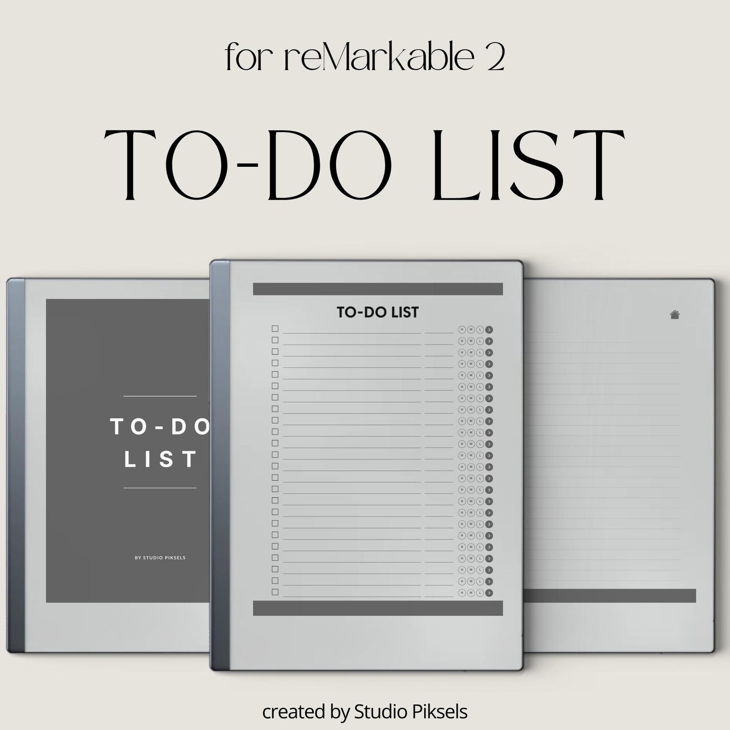 To do list notebook for reMarkable 1 and 2 with hyperlinked tasks and linked notes pages.