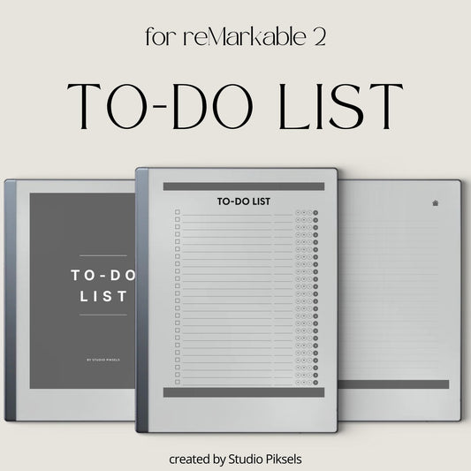 To do list notebook for reMarkable 1 and 2 with hyperlinked tasks and linked notes pages.