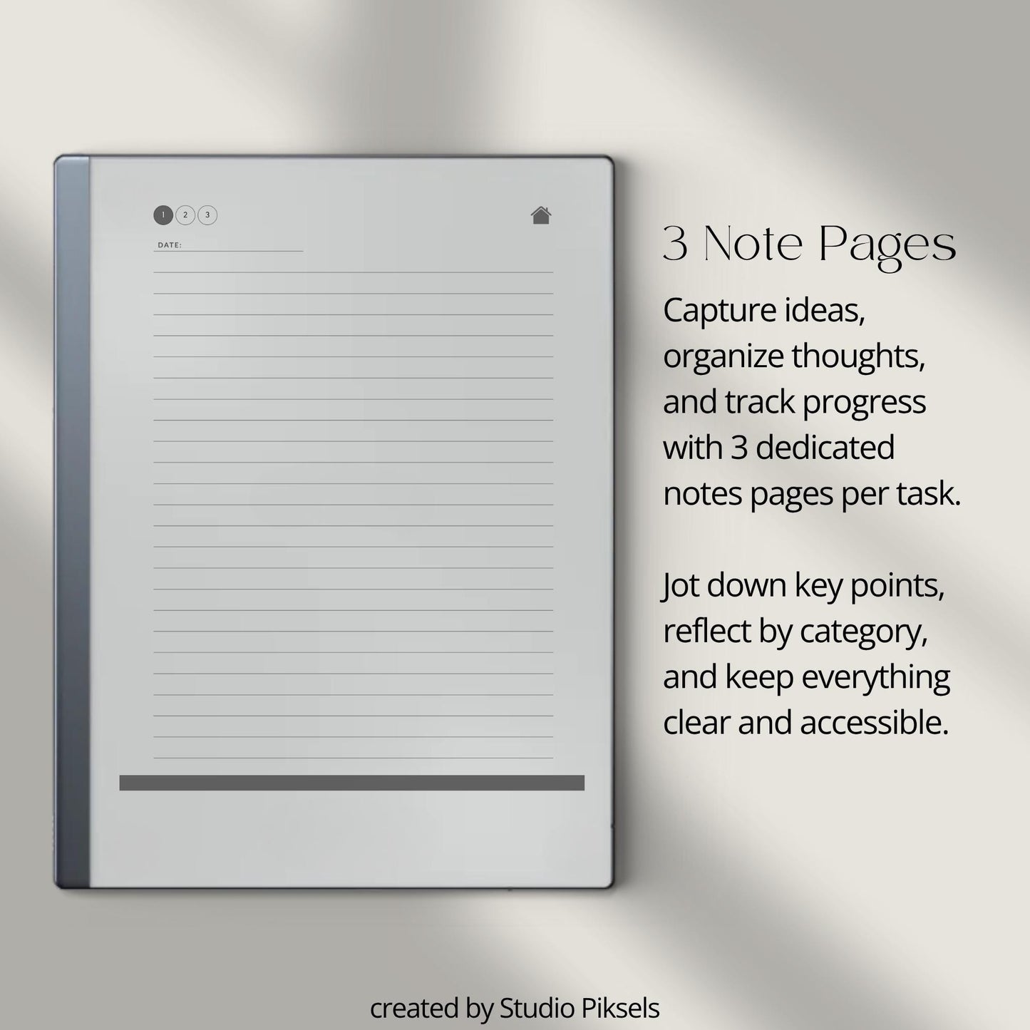 To do list notebook for reMarkable 1 and 2 with hyperlinked tasks and linked notes pages.