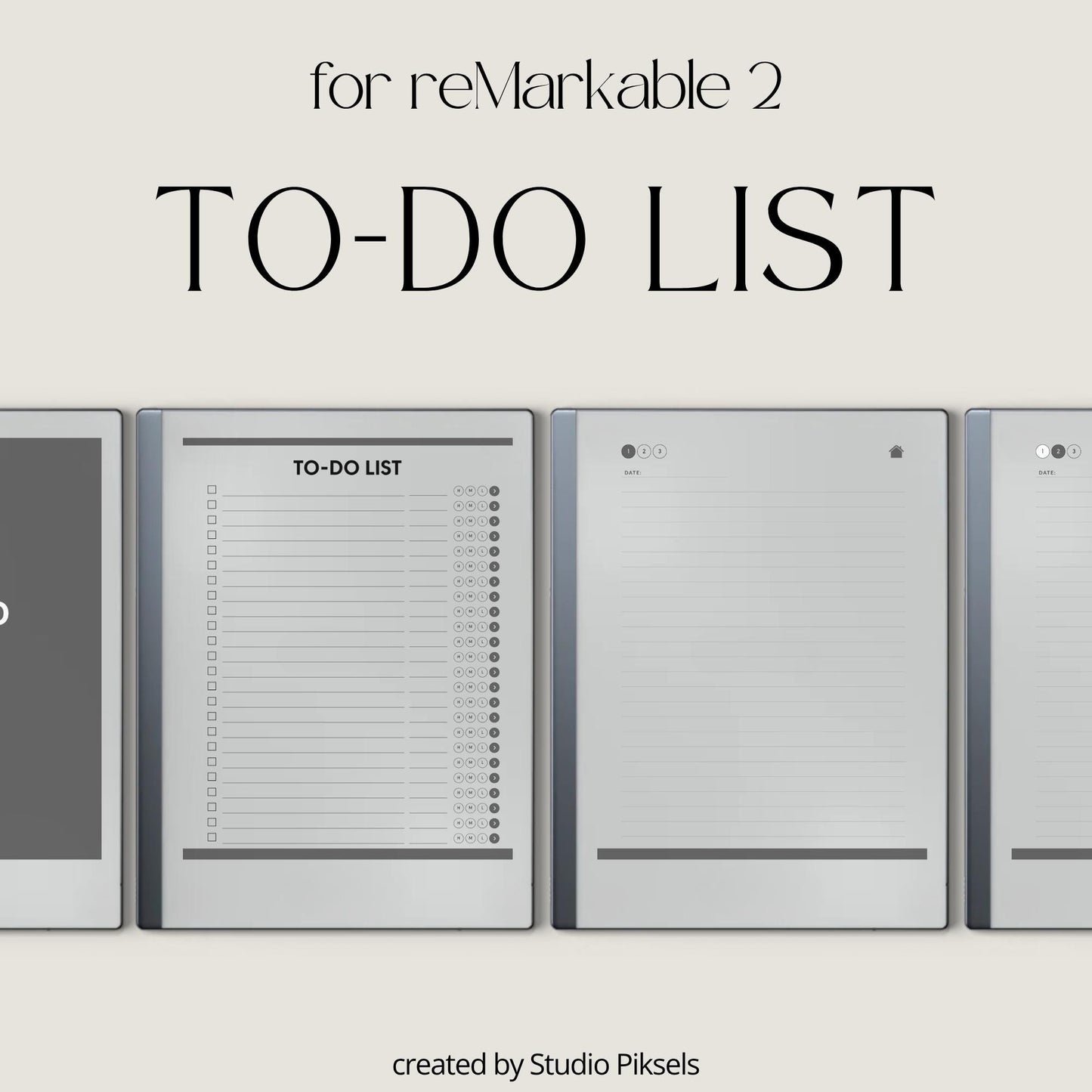 To do list notebook for reMarkable 1 and 2 with hyperlinked tasks and linked notes pages.