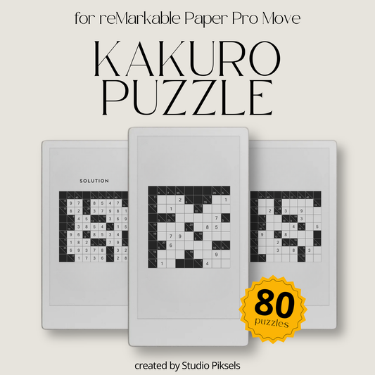 Kakuro Brain Logic Puzzle for reMarkable Paper Pro Move With 80 Puzzles 3