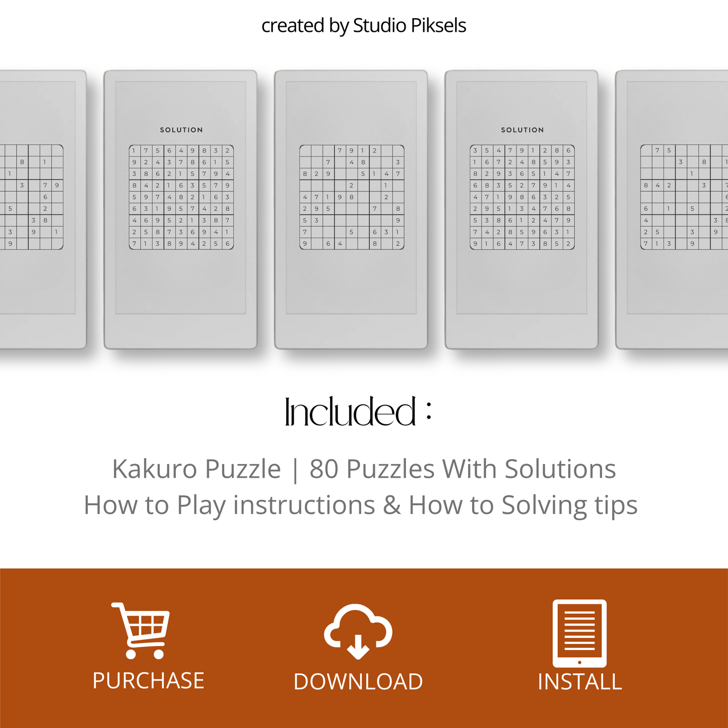 Kakuro Brain Logic Puzzle for reMarkable Paper Pro Move With 80 Puzzles 5