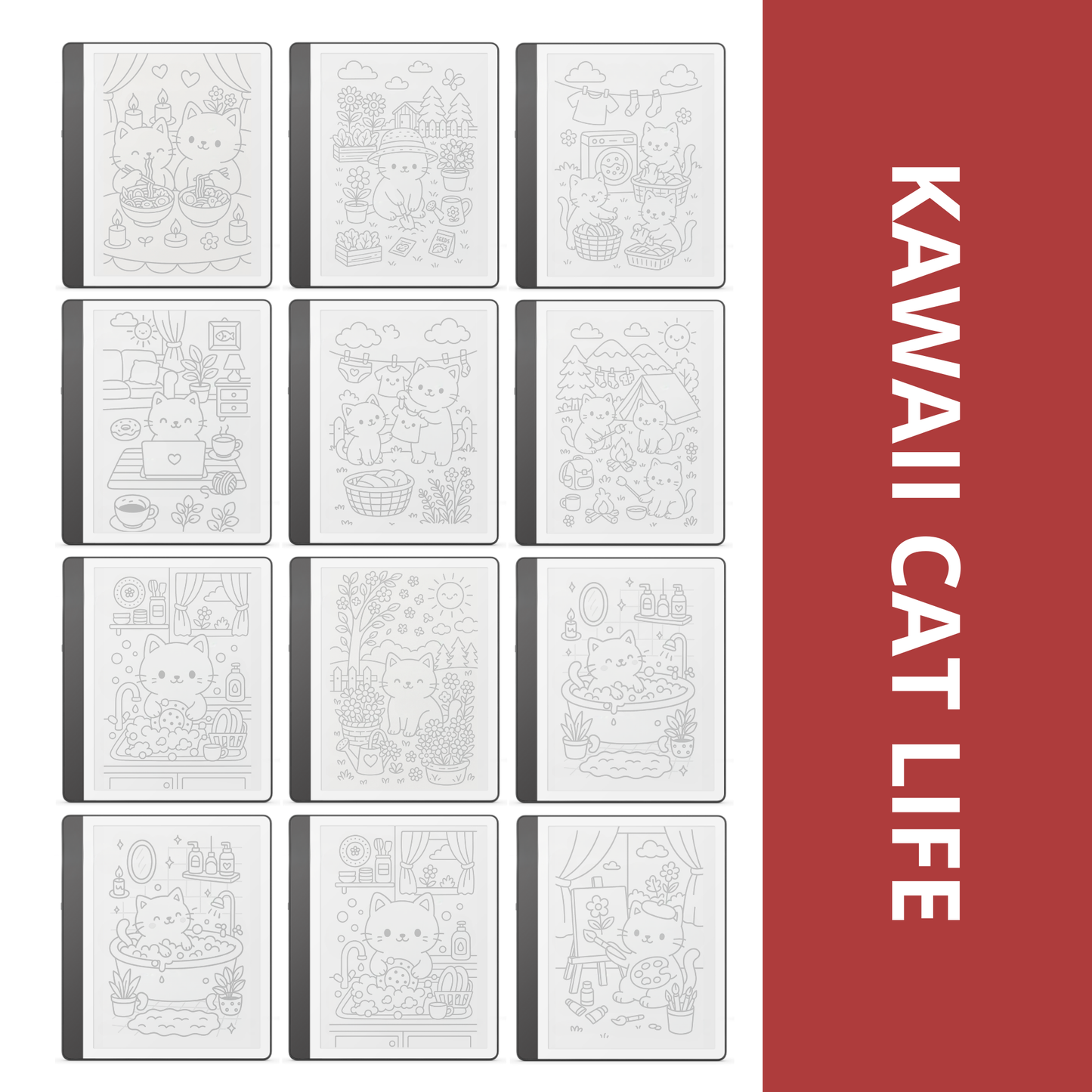 Kawaii Cat Life Tracing Book for Kindle Scribe
