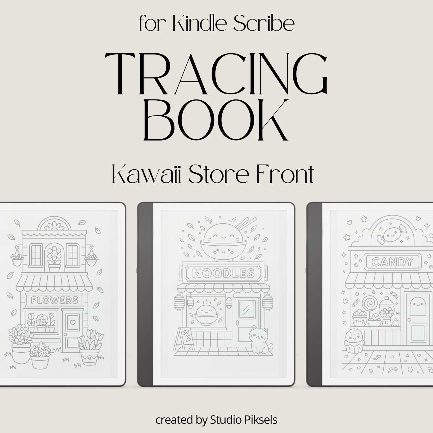 Kawaii Store Front & Cafe Tracing Book for Kindle Scribe
