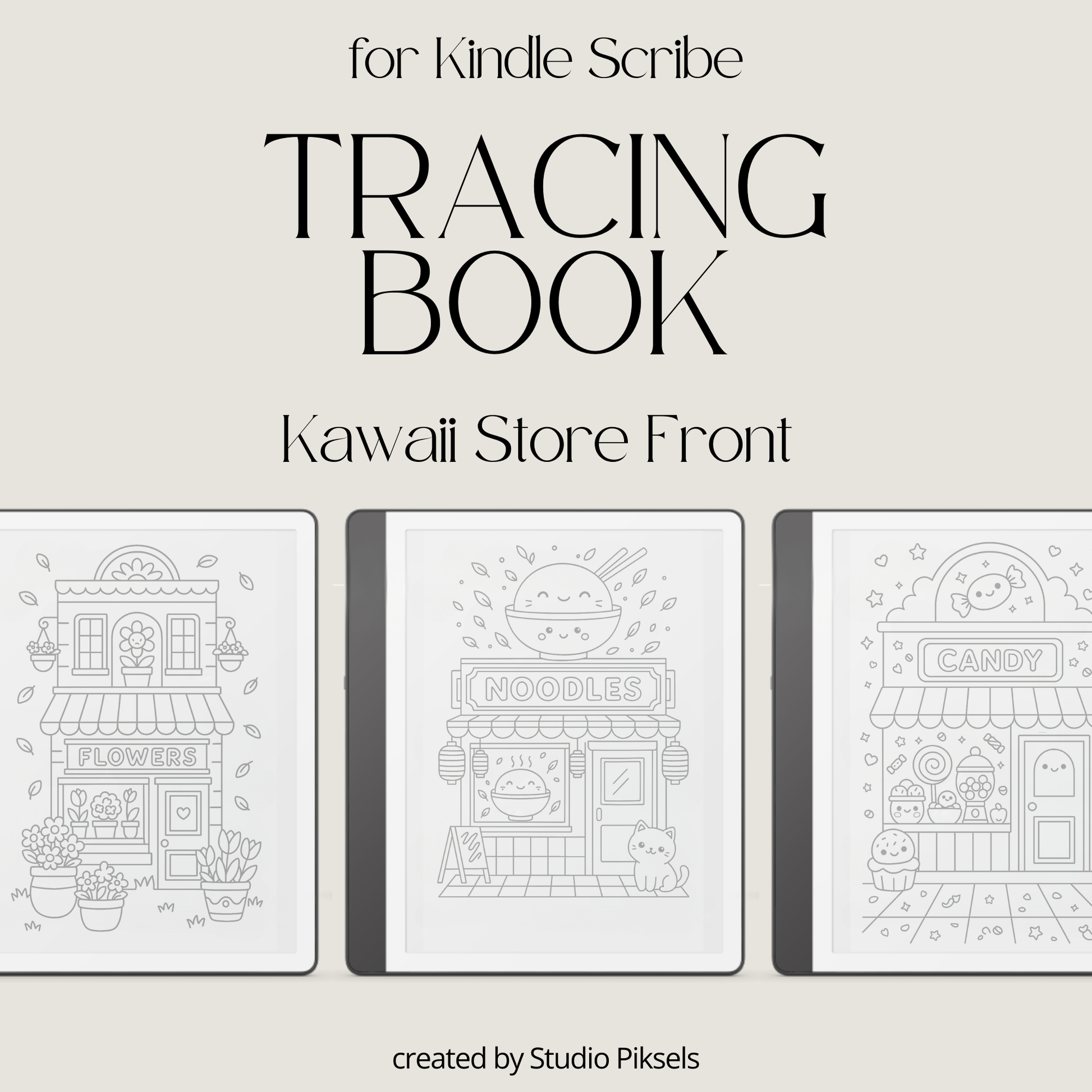 Kawaii Store Front & Cafe Tracing Book for Kindle Scribe