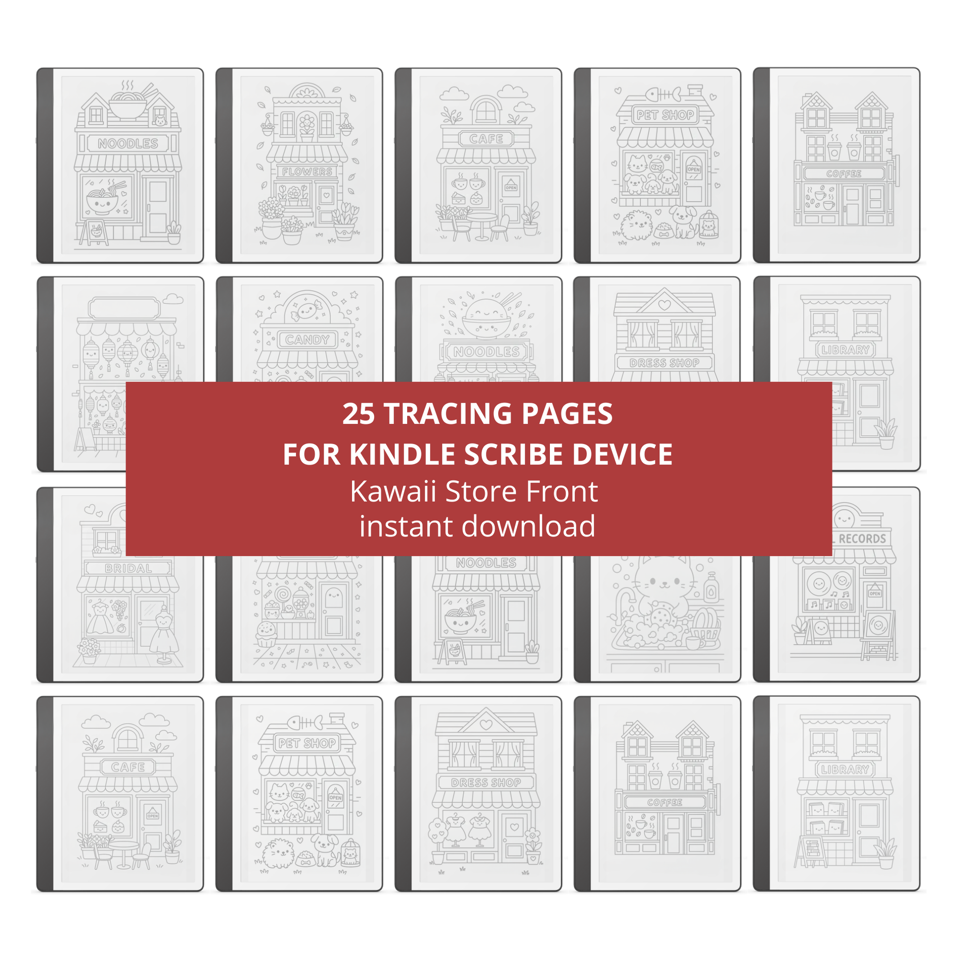 Kawaii Store Front & Cafe Tracing Book for Kindle Scribe