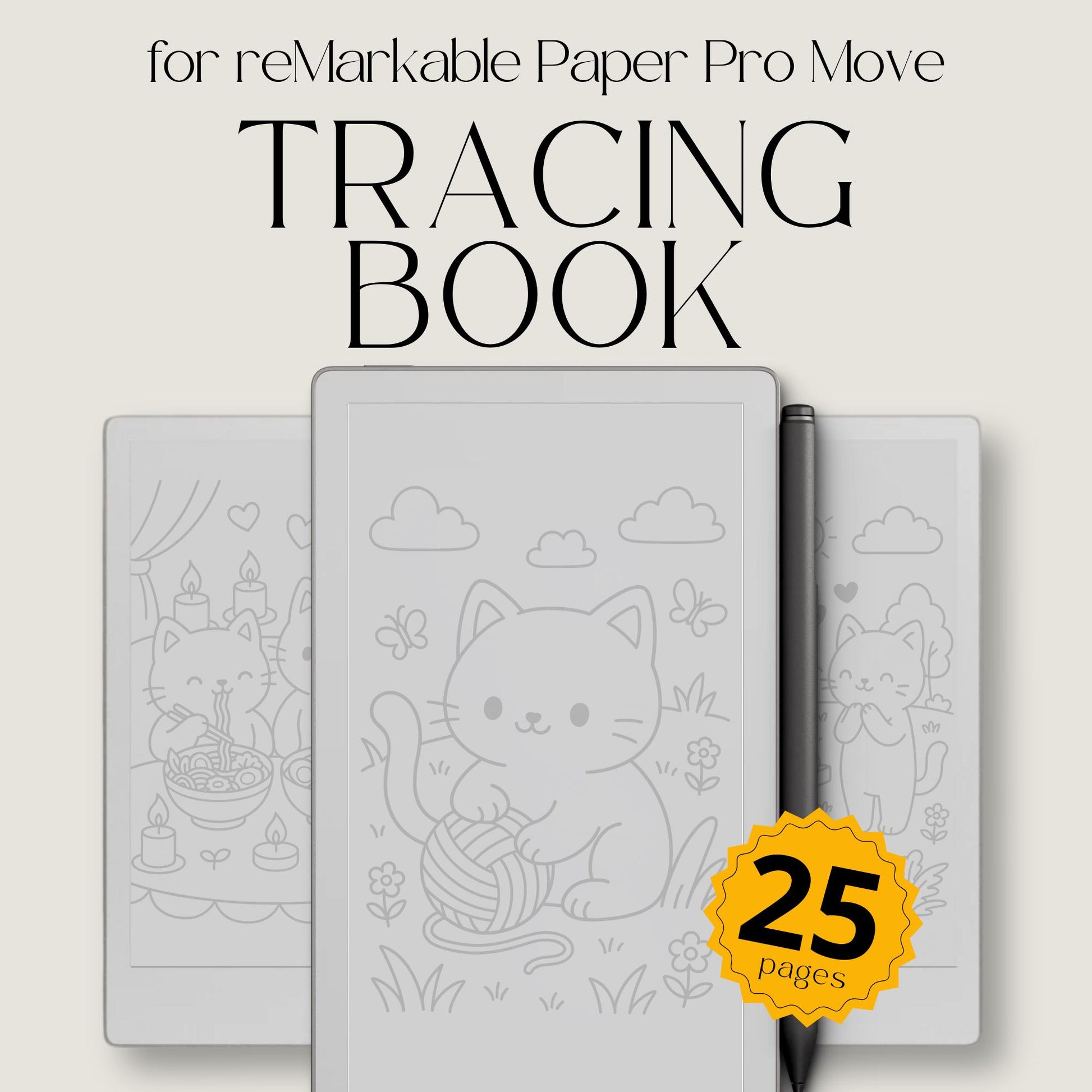Kawaii Cat Life Tracing Book for reMarkable Paper Pro Move