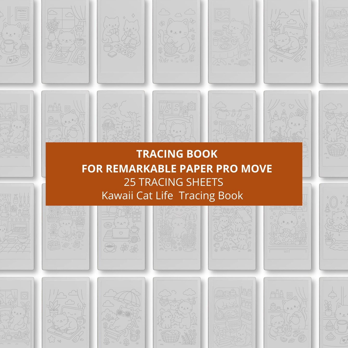 Kawaii Cat Life Tracing Book for reMarkable Paper Pro Move