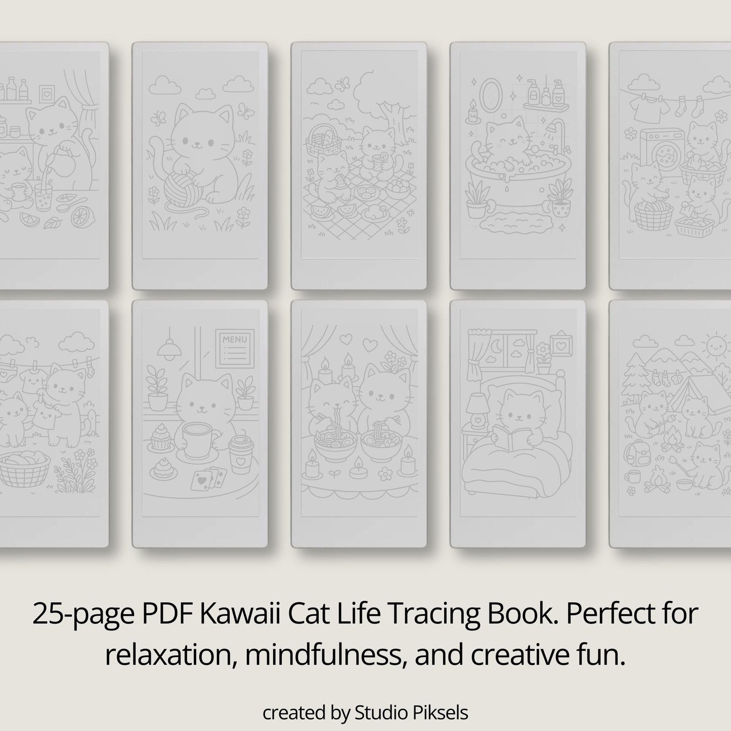 Kawaii Cat Life Tracing Book for reMarkable Paper Pro Move
