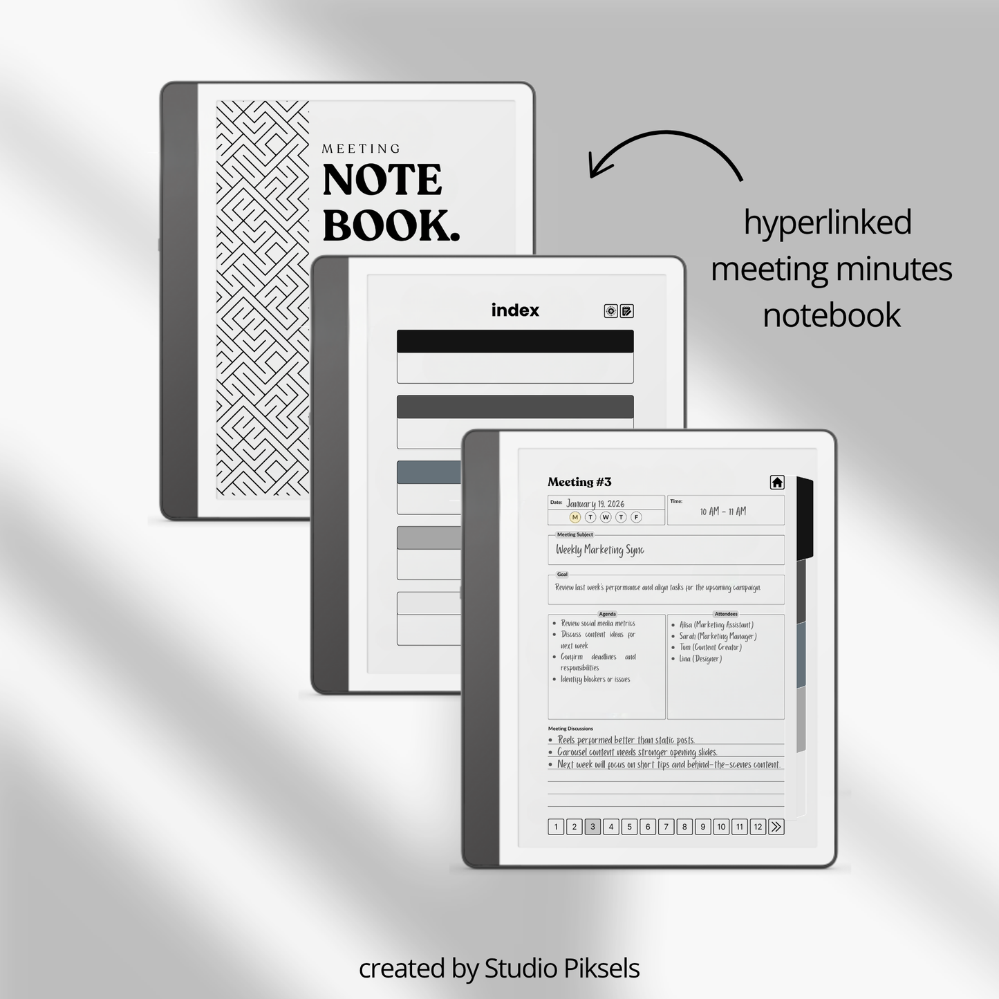 Kindle Scribe Starter Bundle:  a meeting notebook and meeting minutes pages 