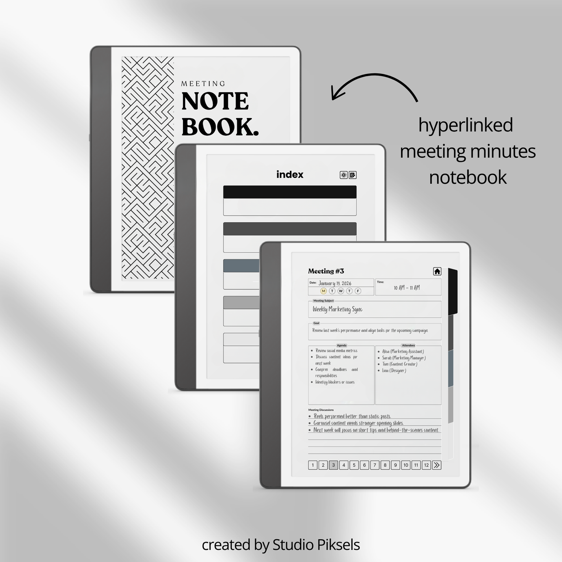 Kindle Scribe Starter Bundle:  a meeting notebook and meeting minutes pages 