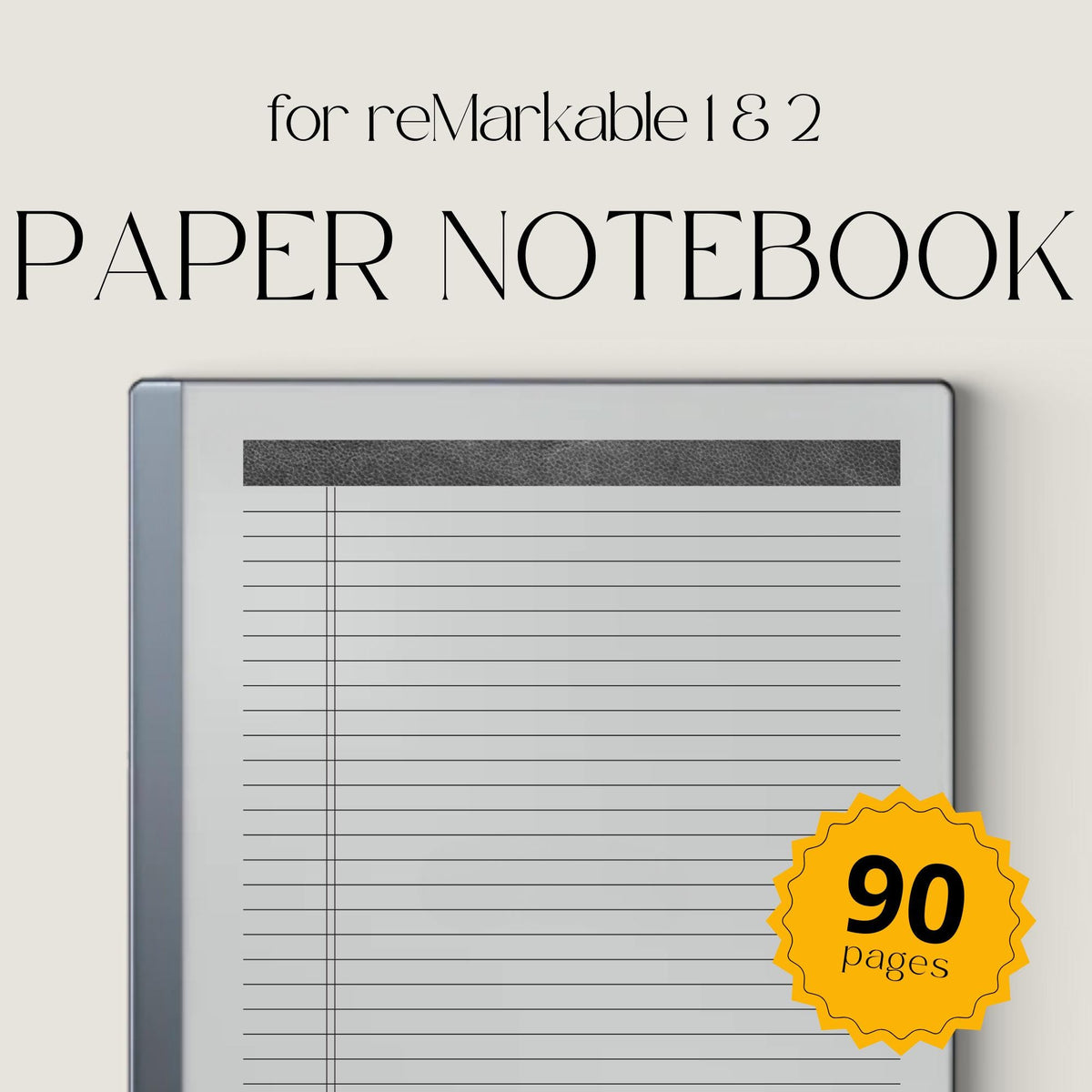 Legal Pad Notebook for reMarkable Paper Pure and reMarkable 2 with leather-style cover and lined legal pad layouts